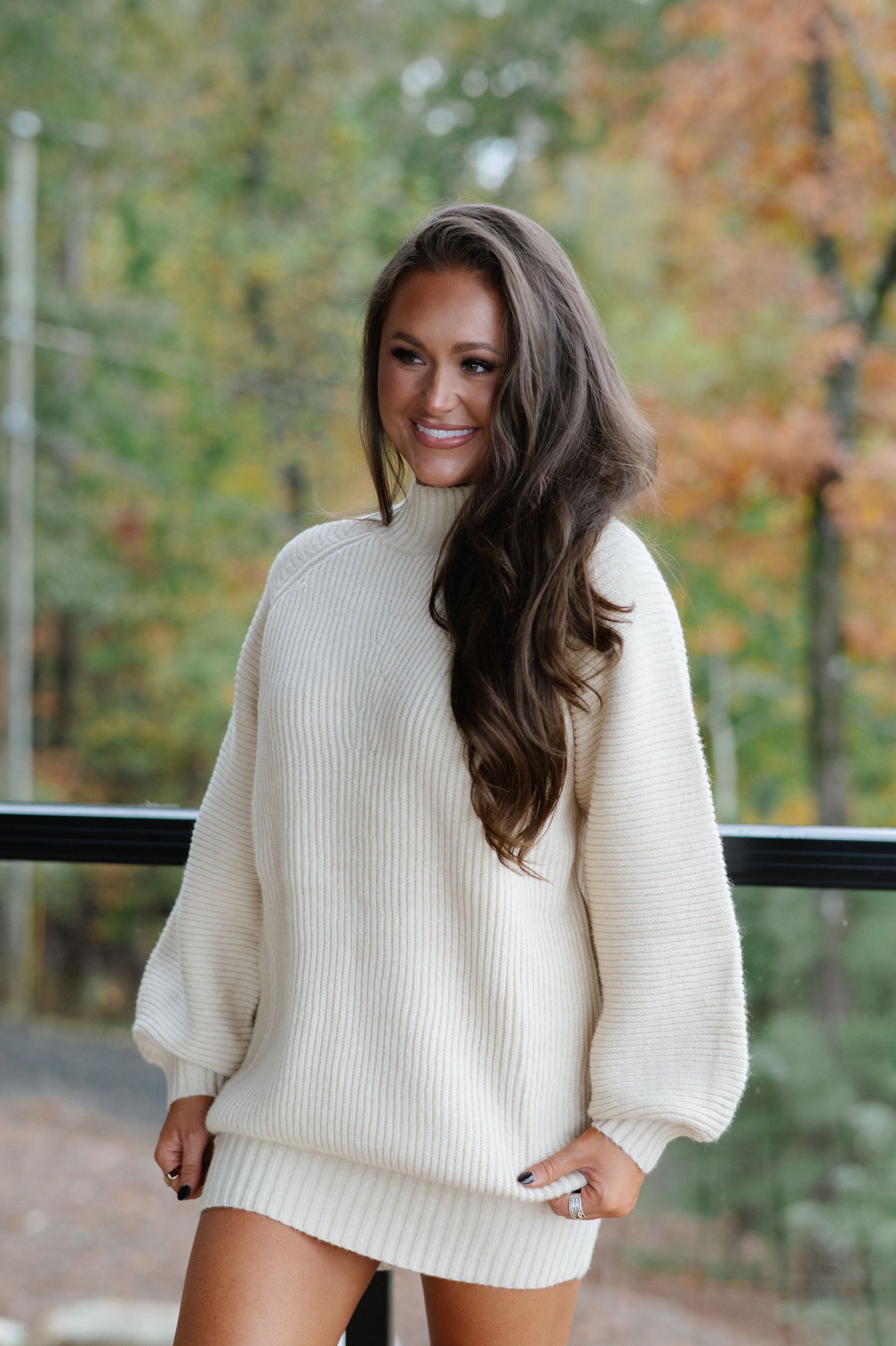 Mollie Cozy Sweater Dress-Cream