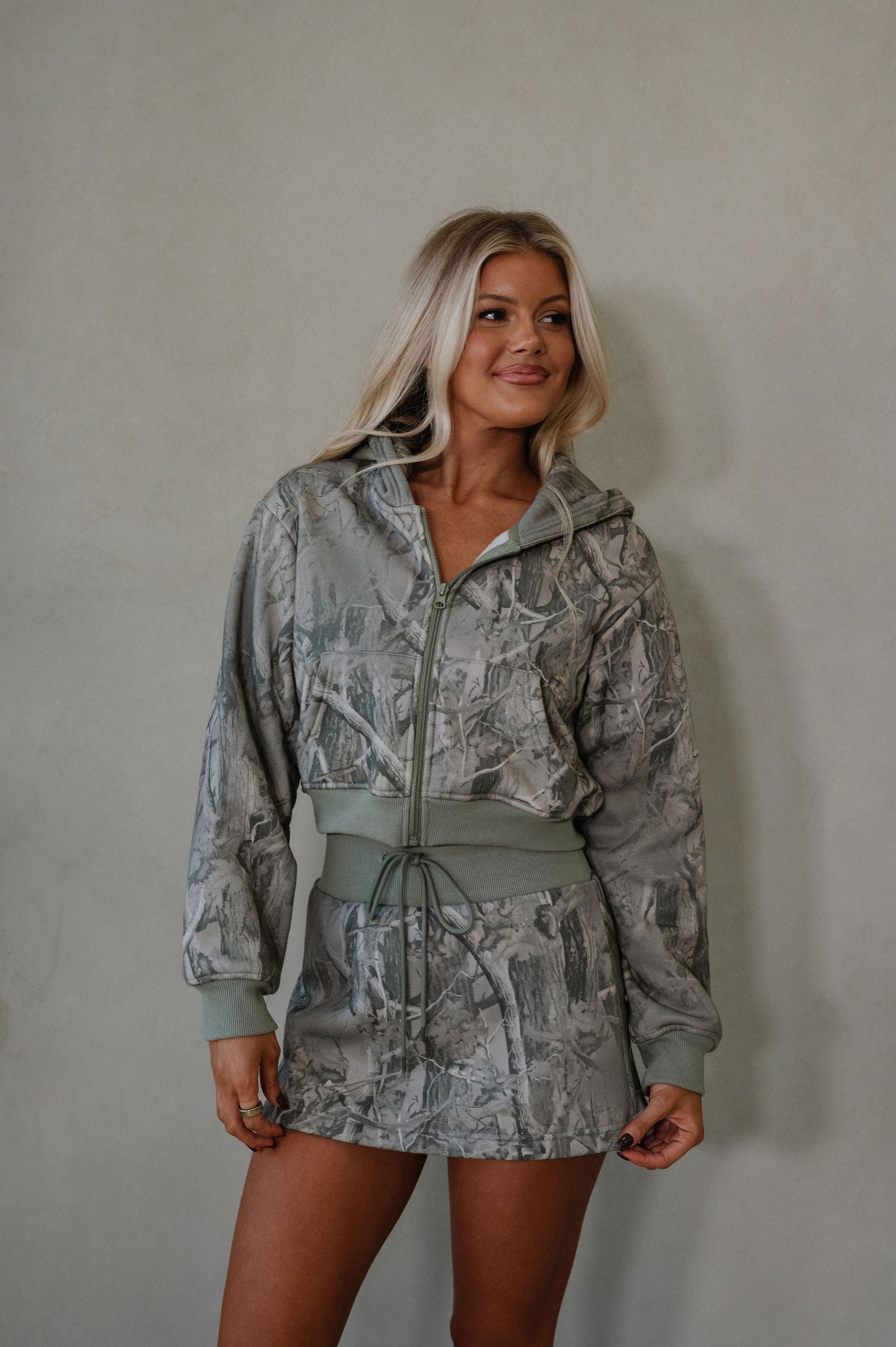 Willis Camo Skirt Set-Sage
