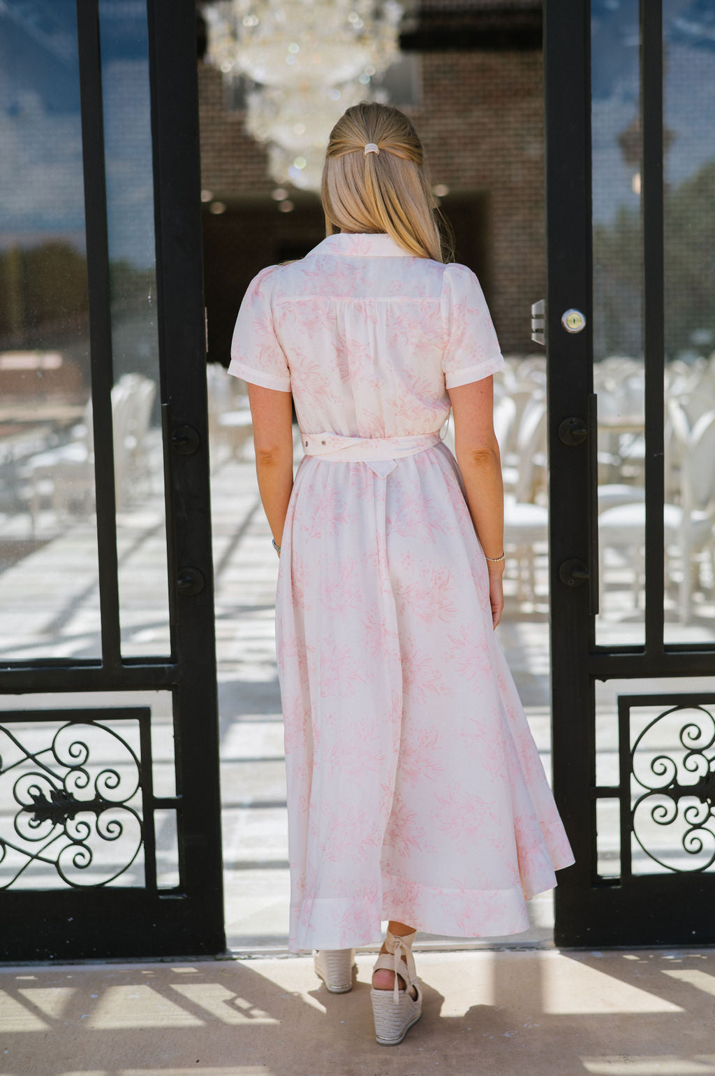 Tyra Belted Midi Dress-Pink