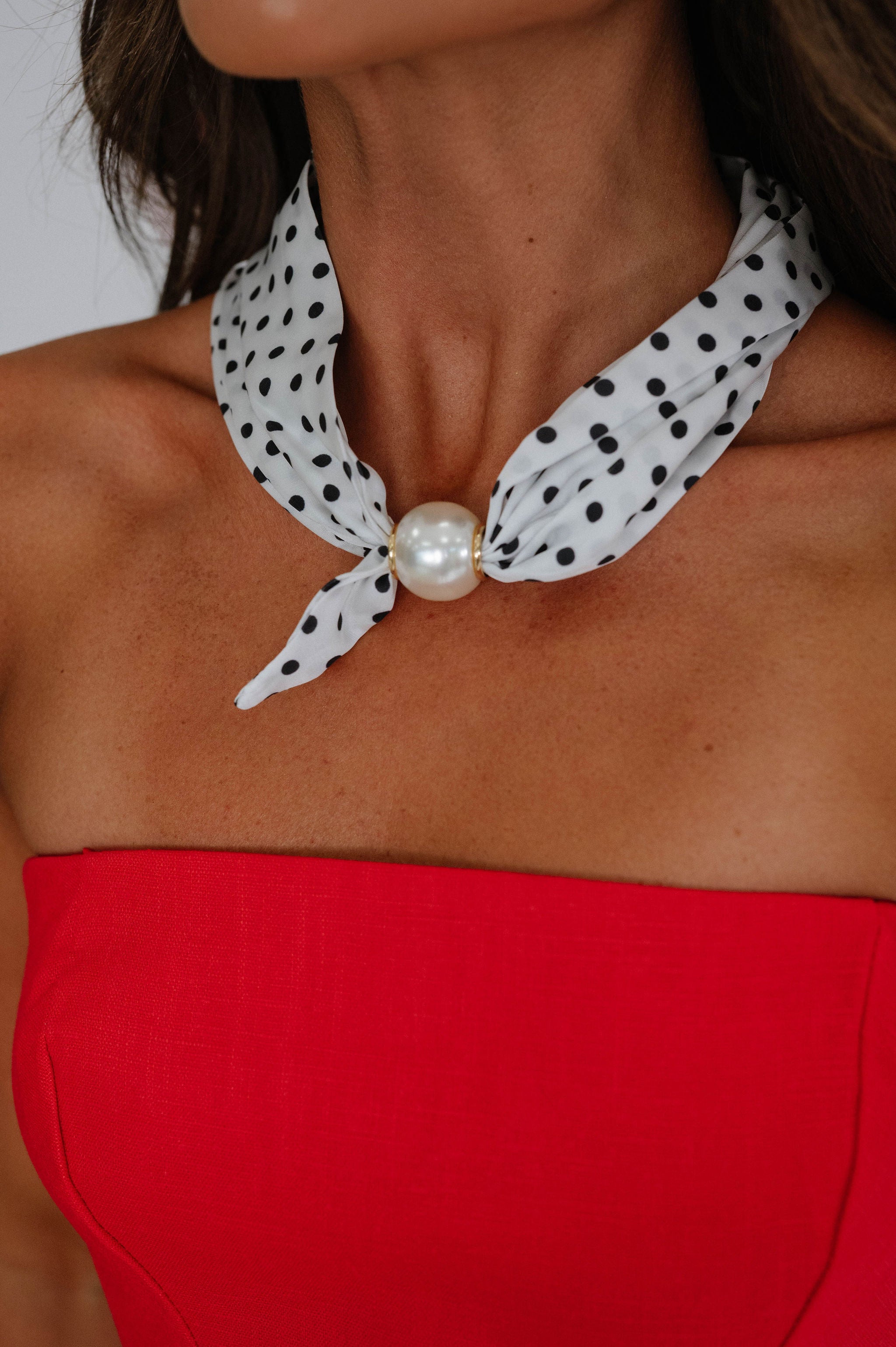 Classic Polka Dot Scarf-White