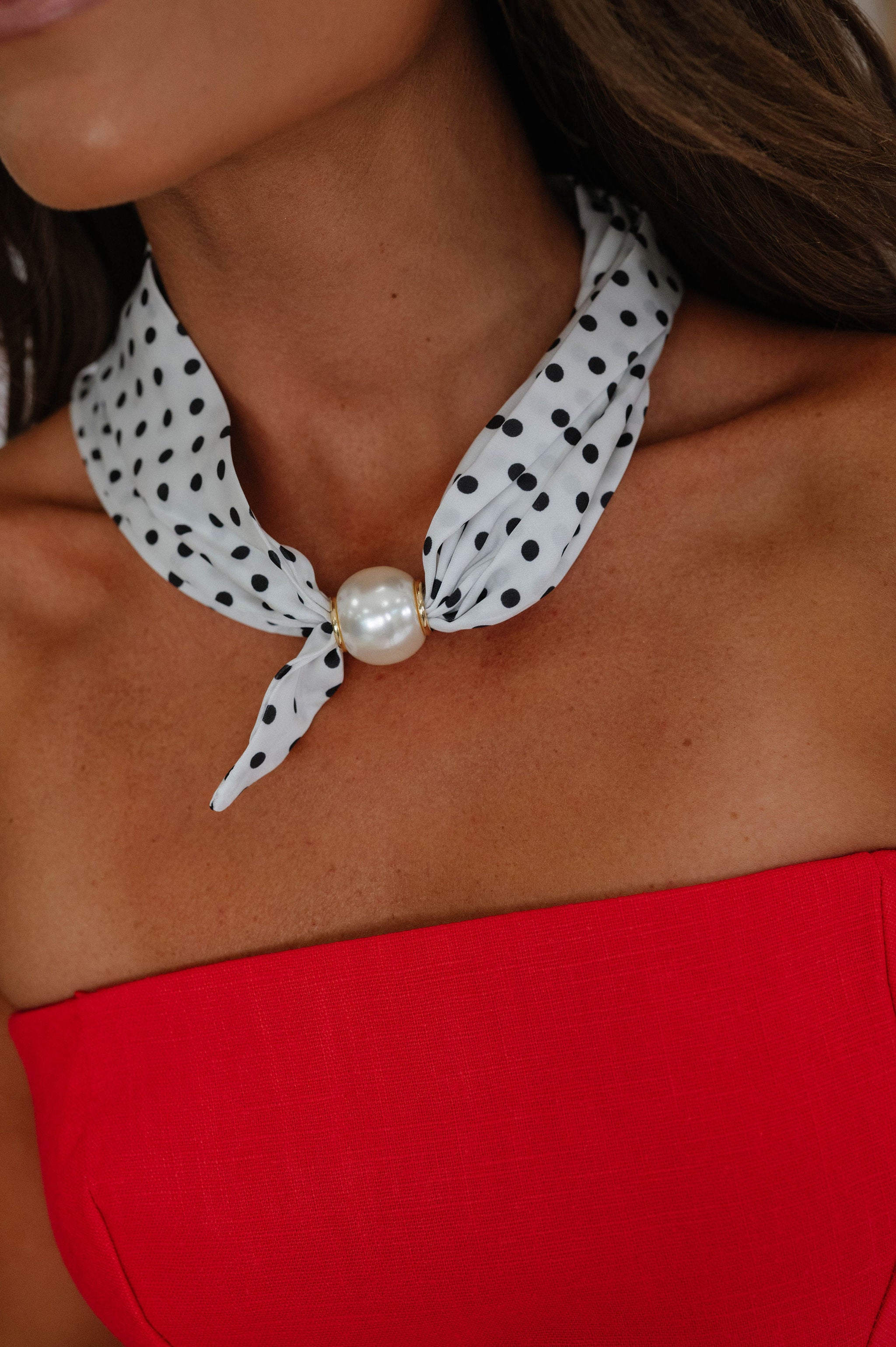 Classic Polka Dot Scarf-White