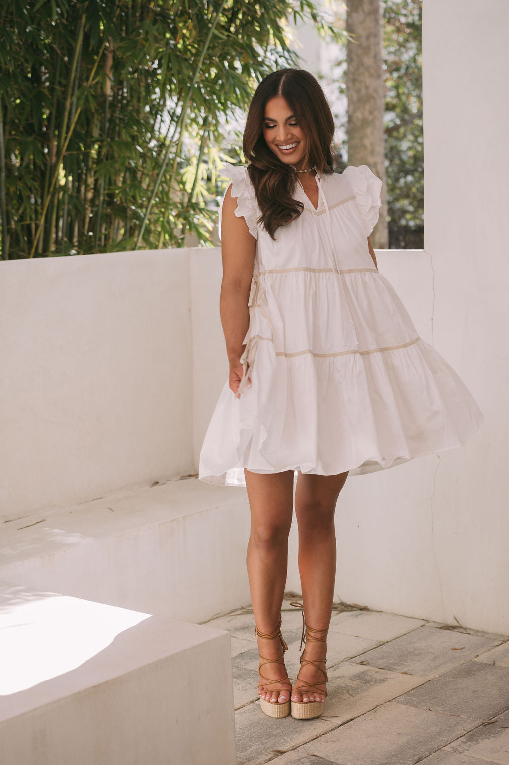 Maddie Sleeveless Mini Dress- Off White
