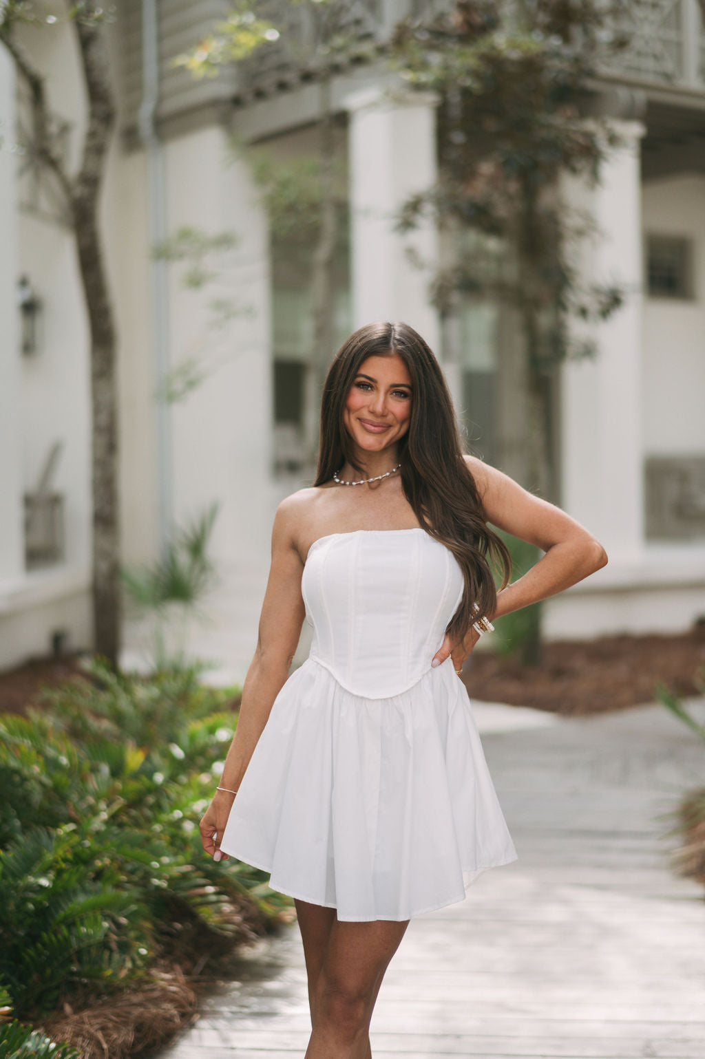 Brantley Strapless Mini Dress- White