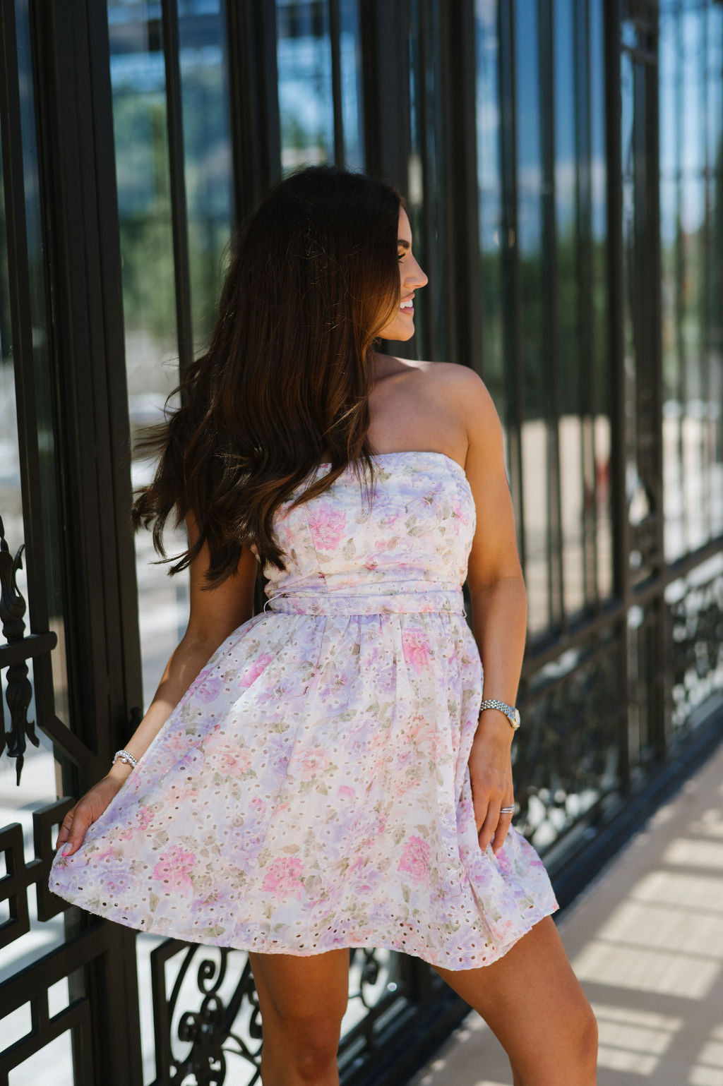 Cillian Floral Mini Dress- Cream/Multi