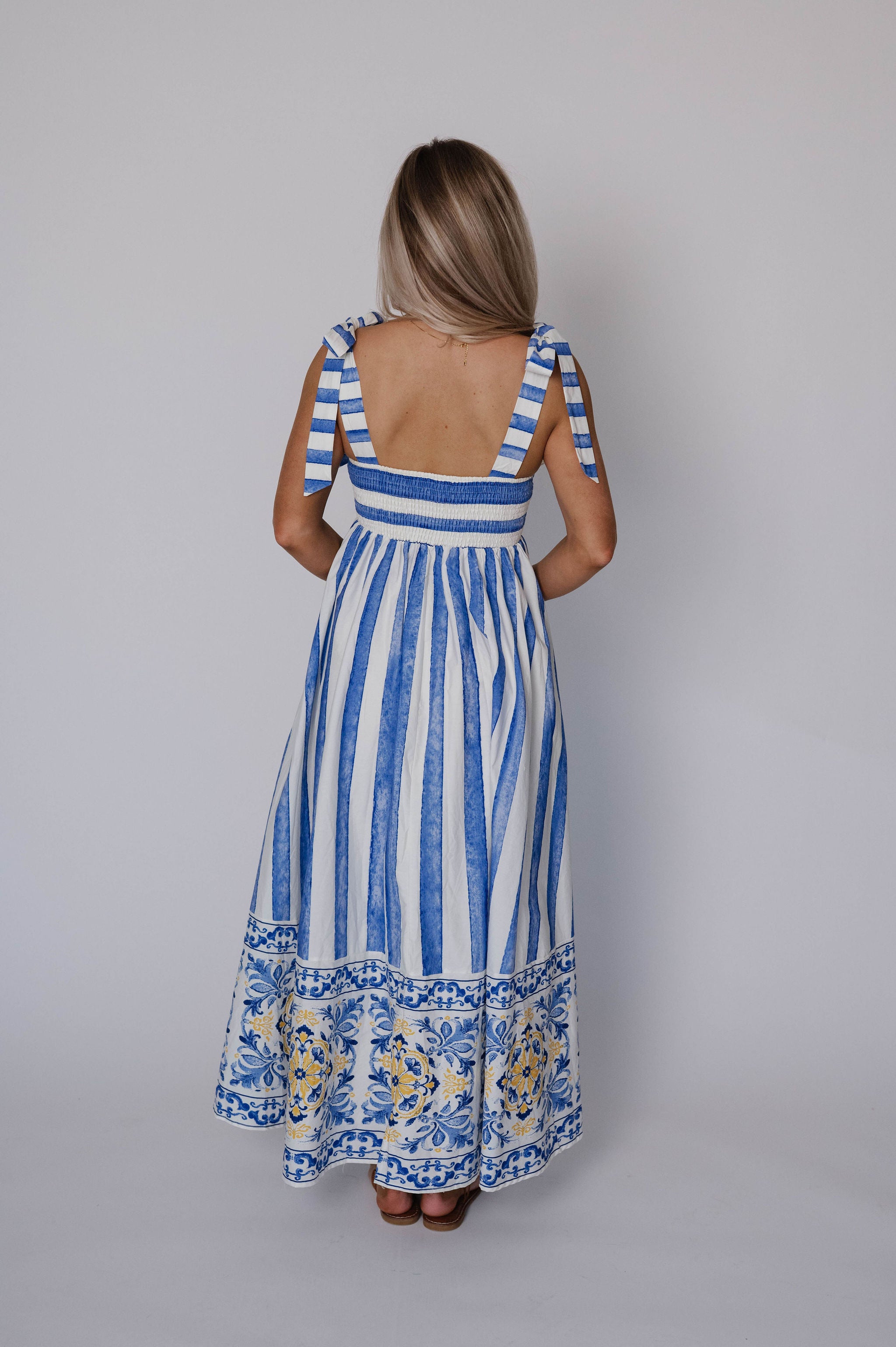 Chloe Striped Maxi Dress-Blue Multi