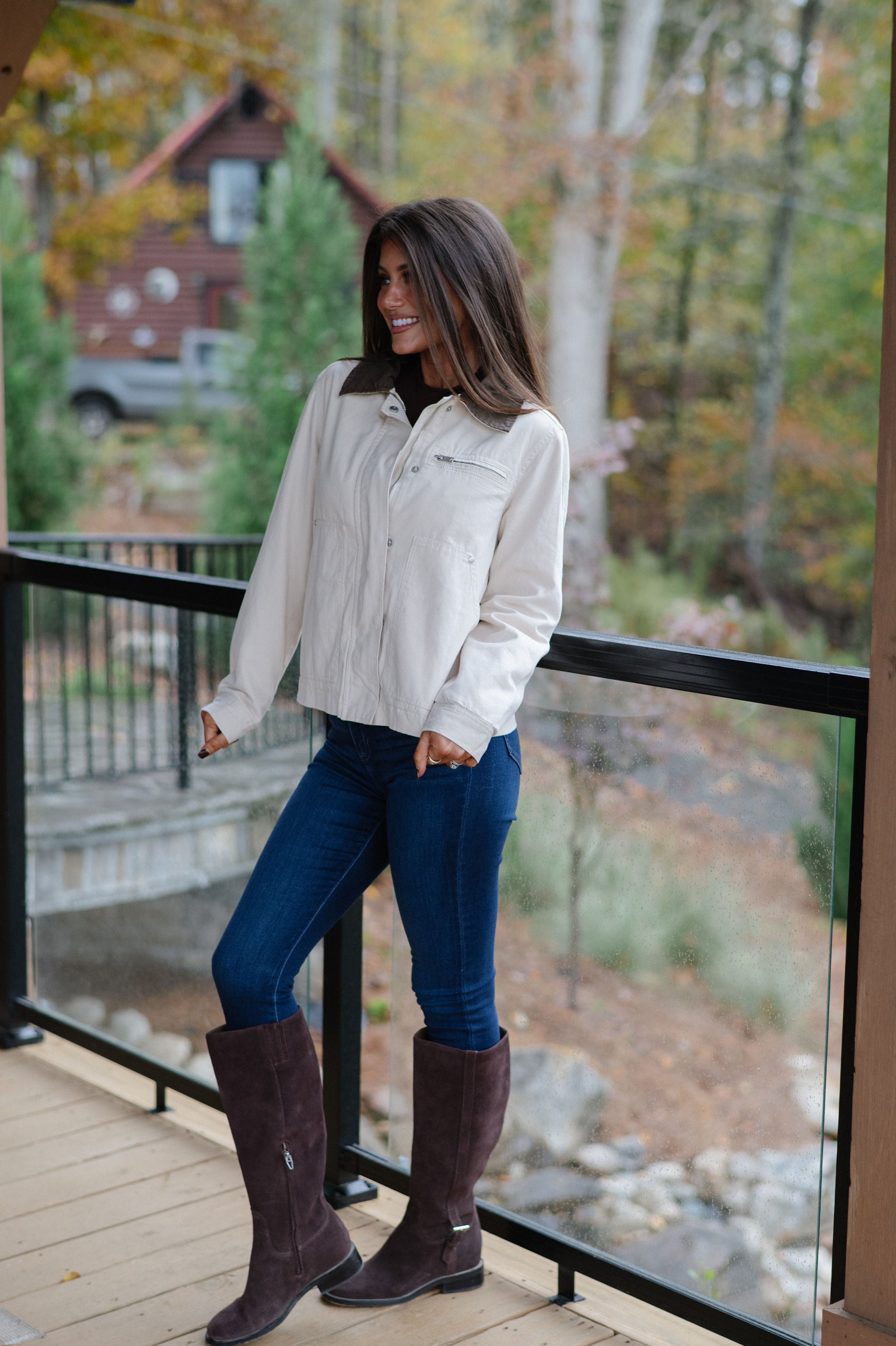 Washed Canvas Barn Jacket-Ecru