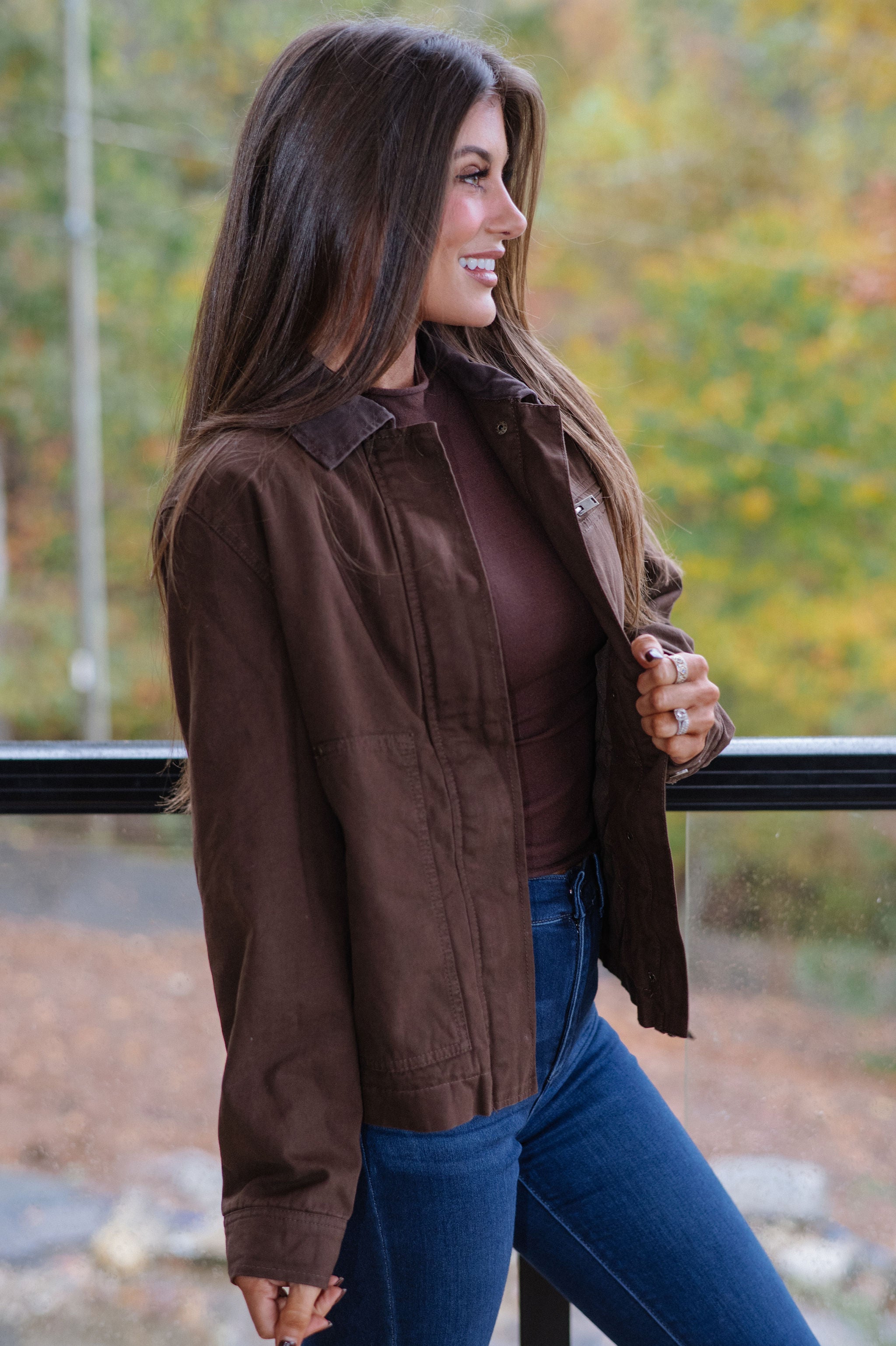 Washed Canvas Barn Jacket-Brown