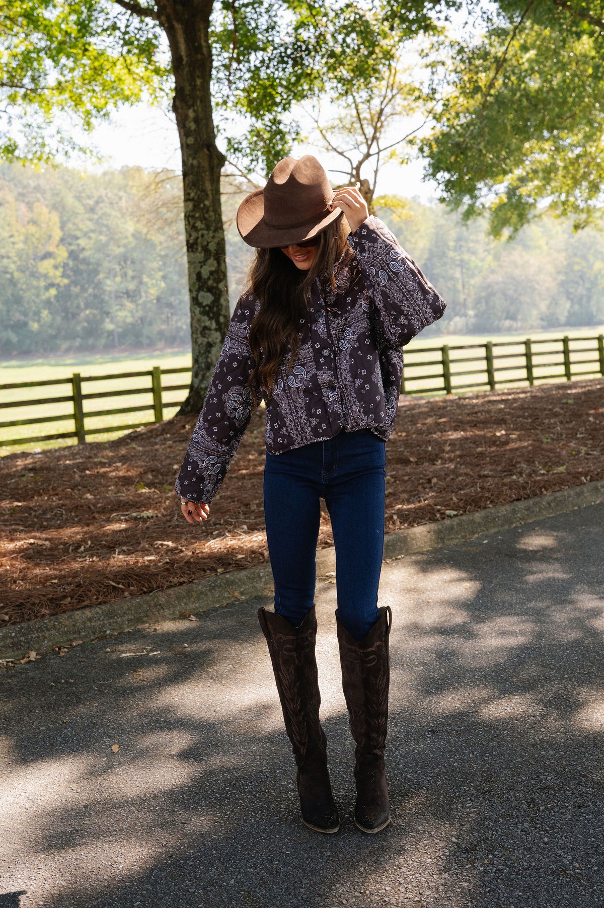 Maeve Paisley Print Jacket-Chocolate