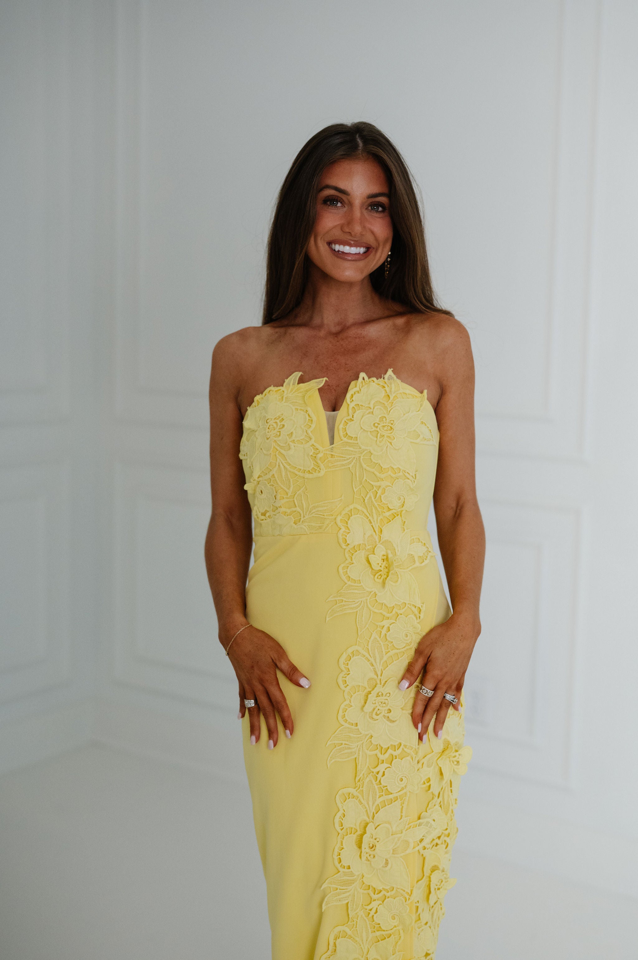 Tiffany Applique Maxi Dress-Yellow