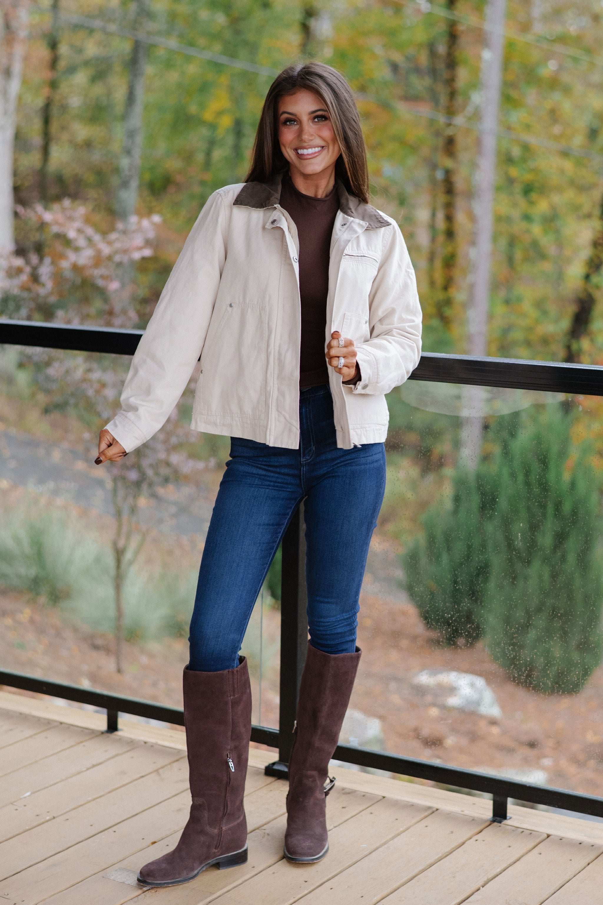Washed Canvas Barn Jacket-Ecru