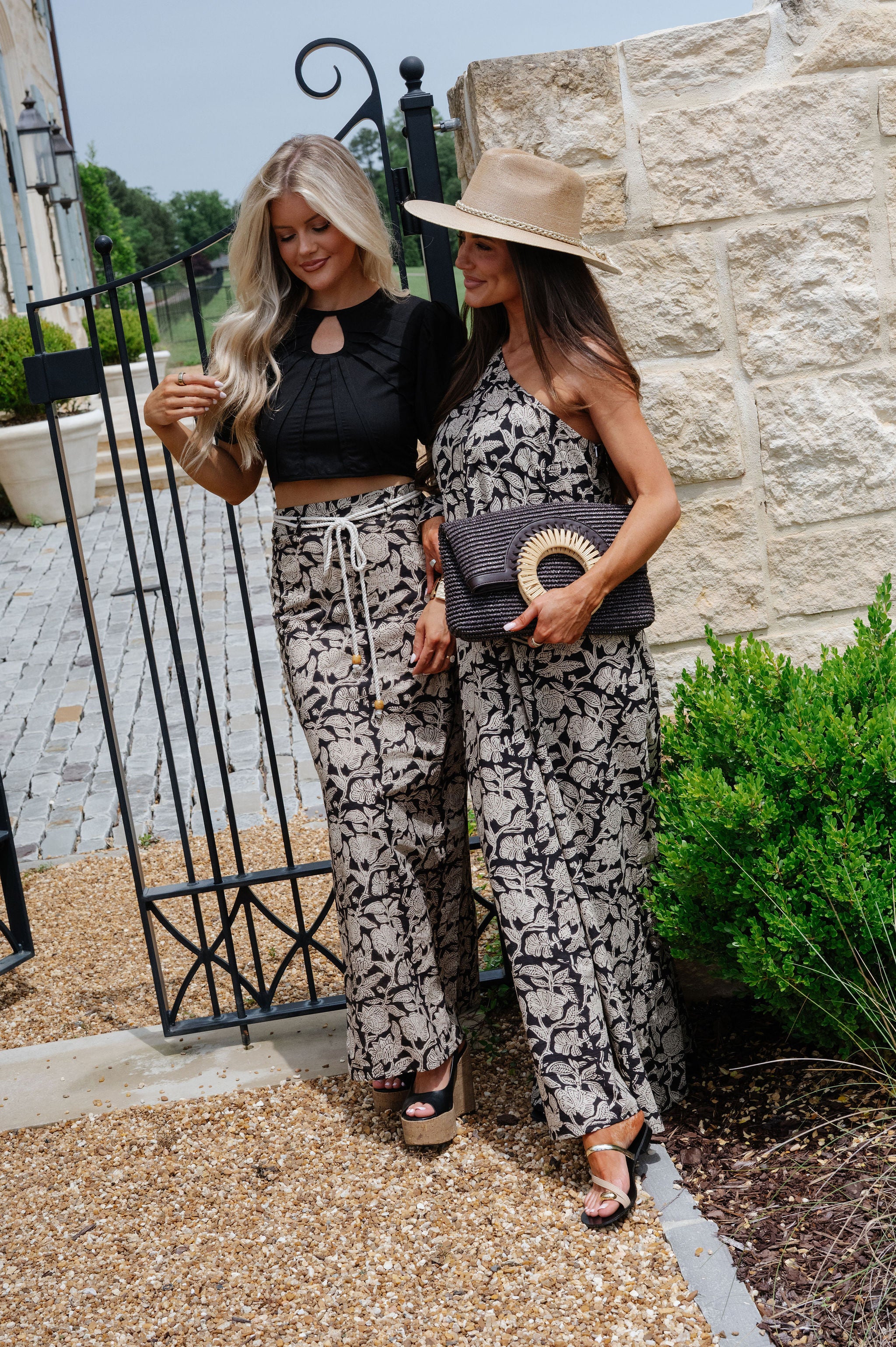 Tulum One Shoulder Maxi-Black/Cream Floral