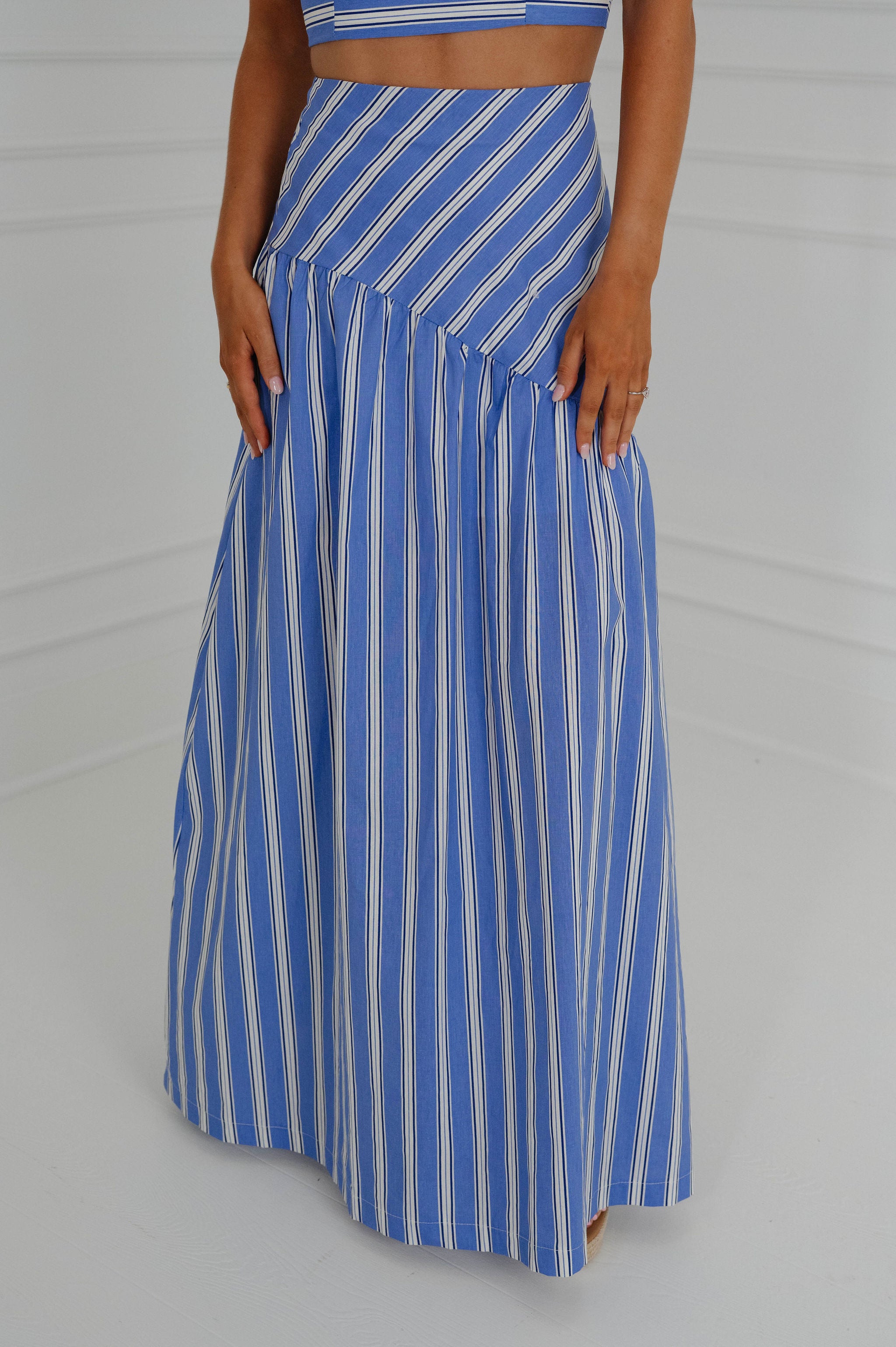 Landry Maxi Skirt Set-Blue Stripe