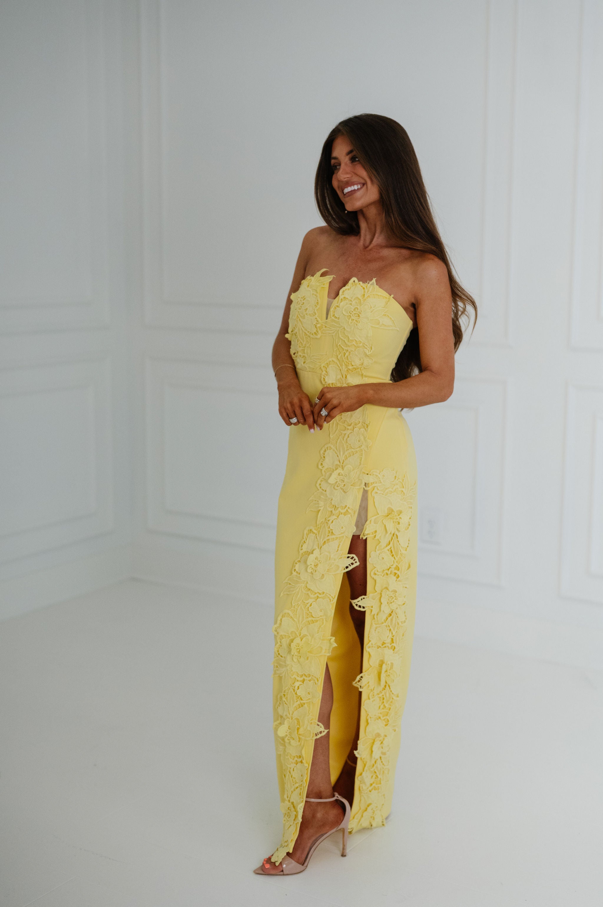 Tiffany Applique Maxi Dress-Yellow