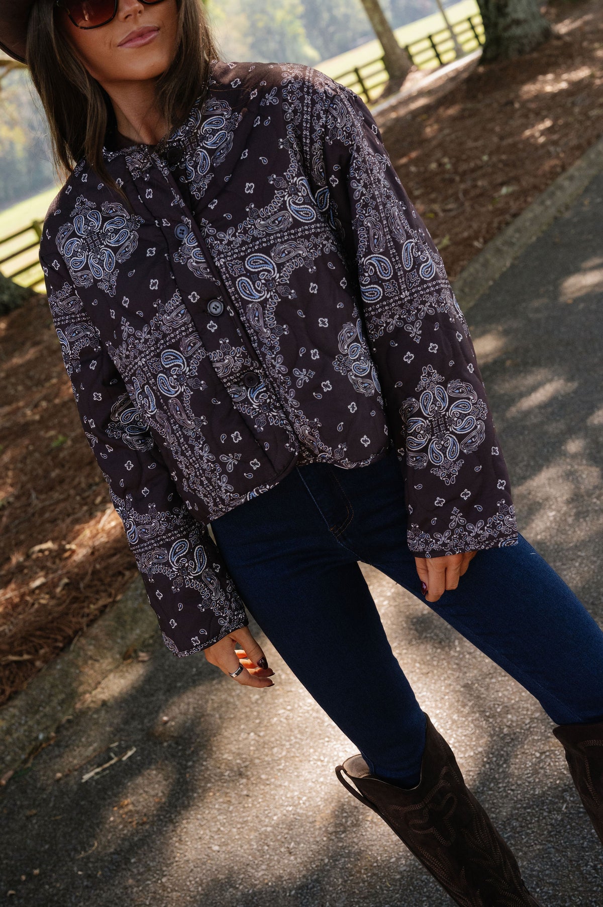 Maeve Paisley Print Jacket-Chocolate