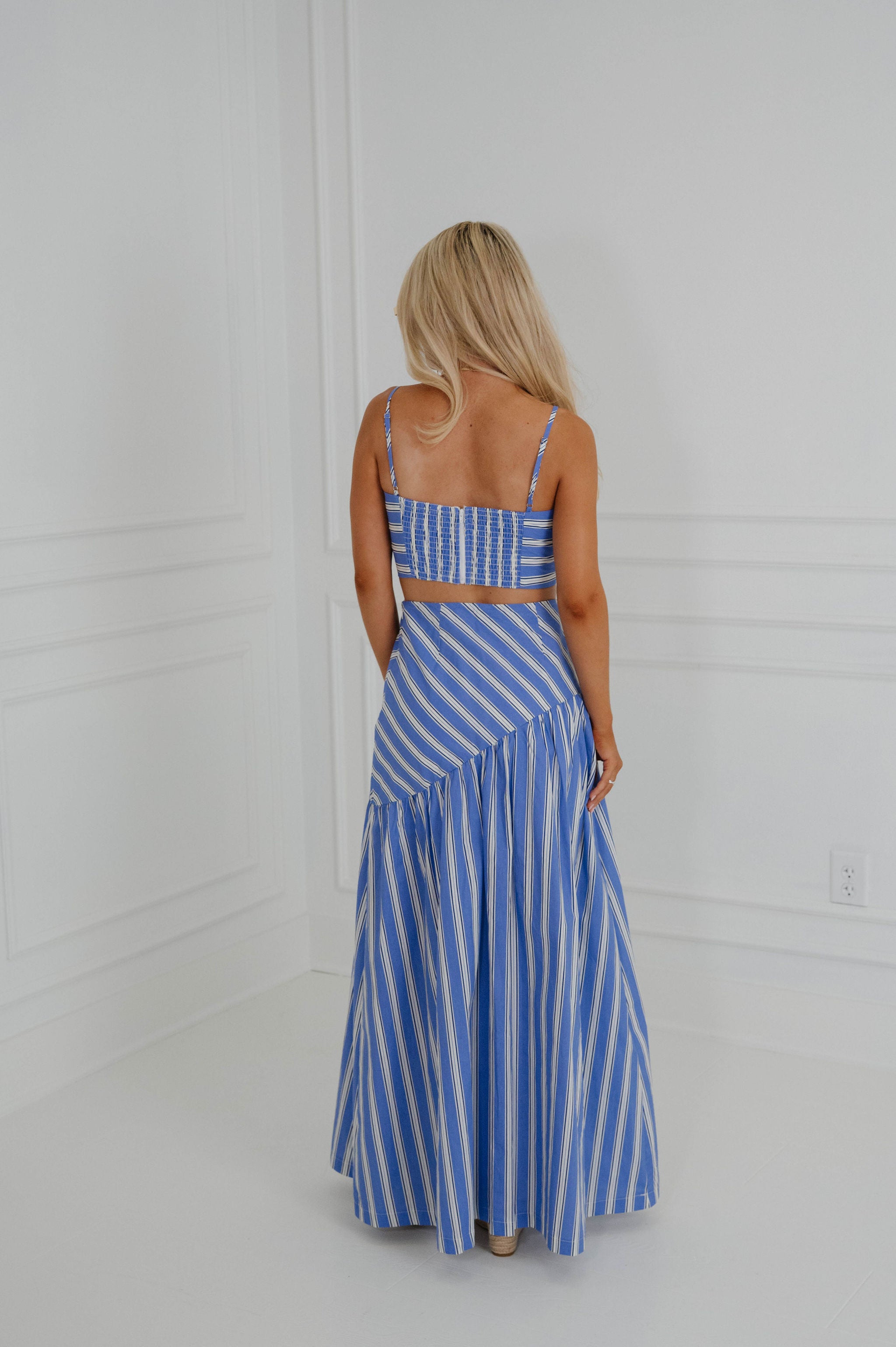 Landry Maxi Skirt Set-Blue Stripe