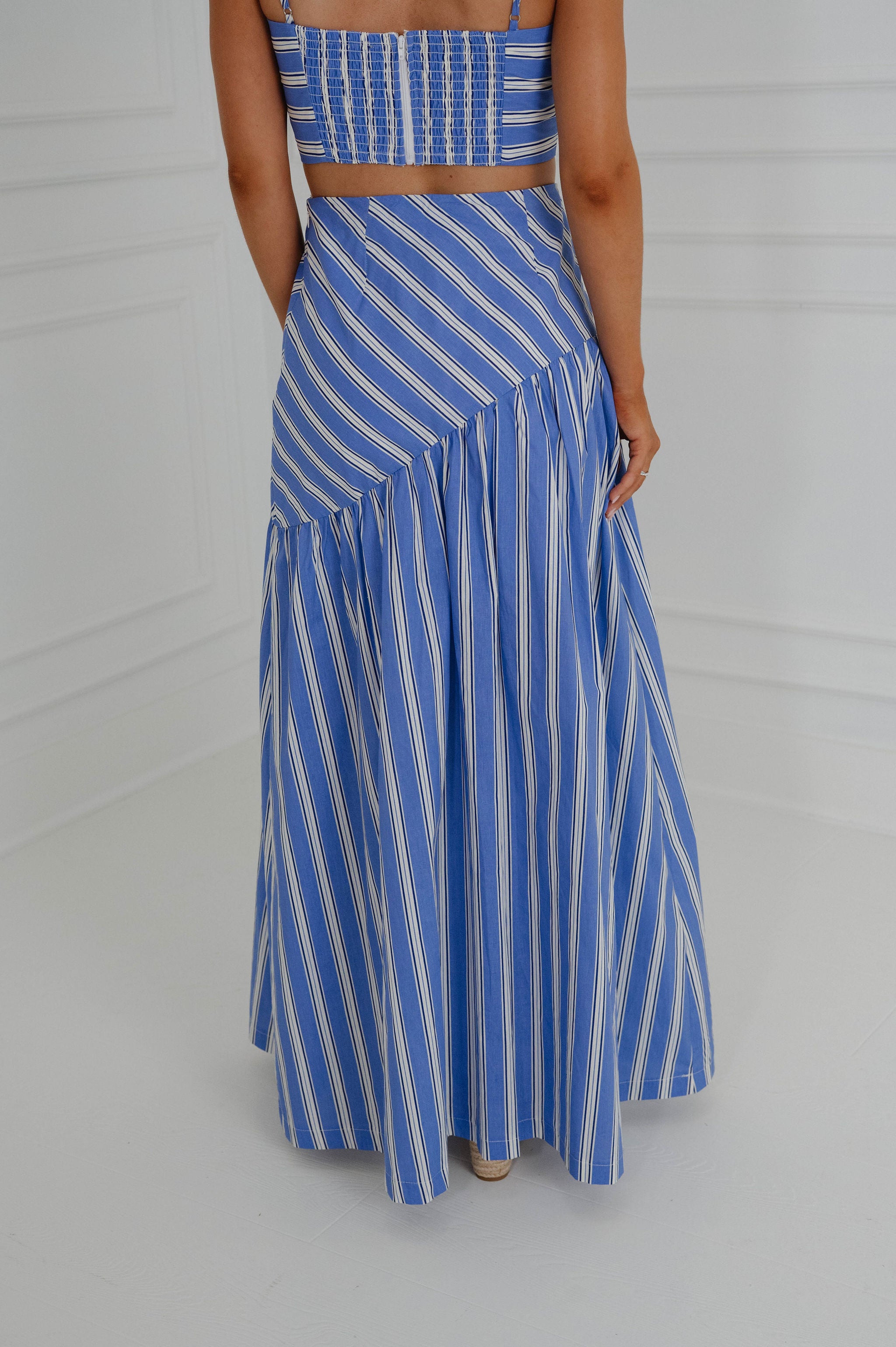 Landry Maxi Skirt Set-Blue Stripe
