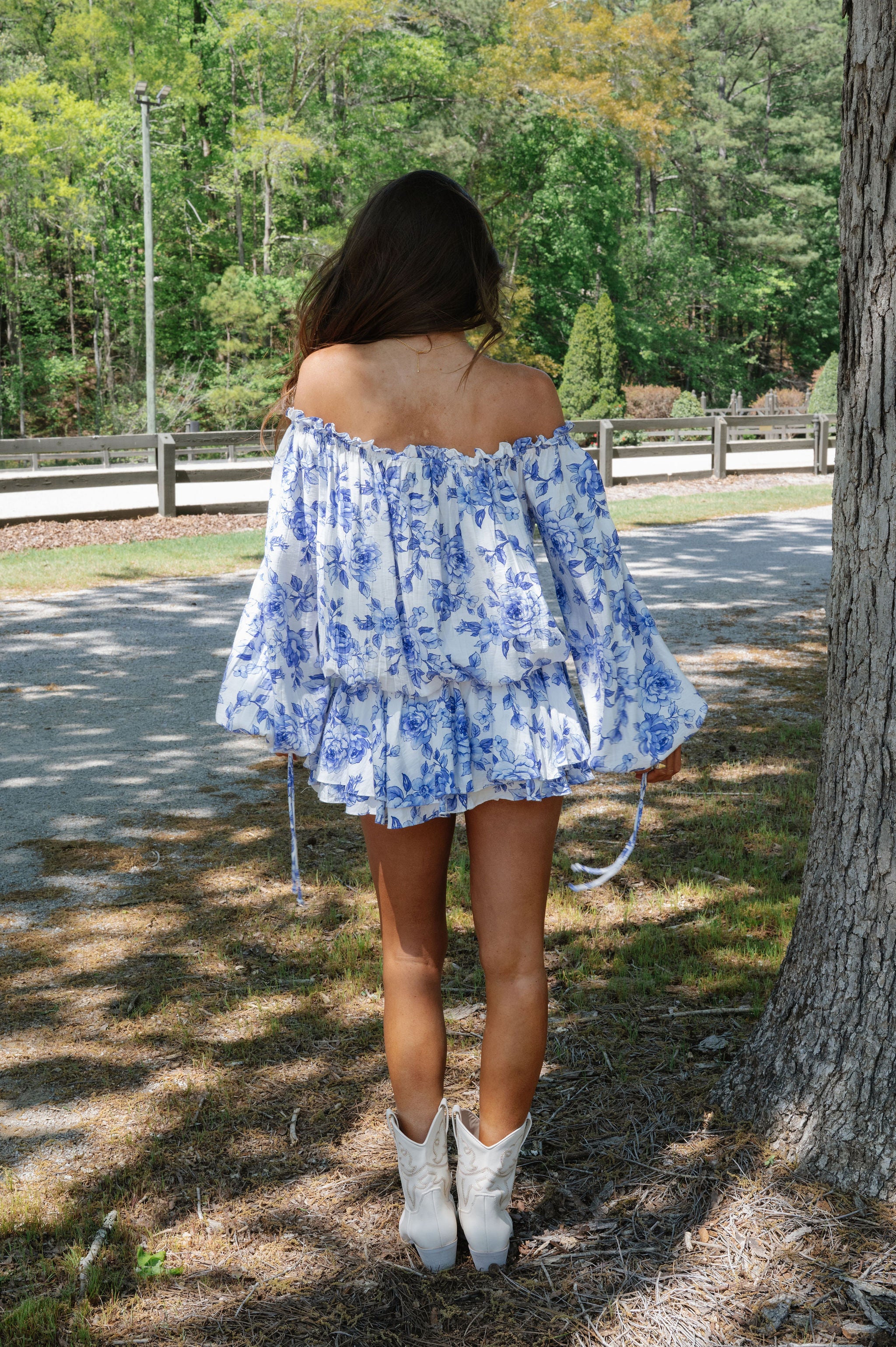 Sydney OTS Mini Dress-Blue