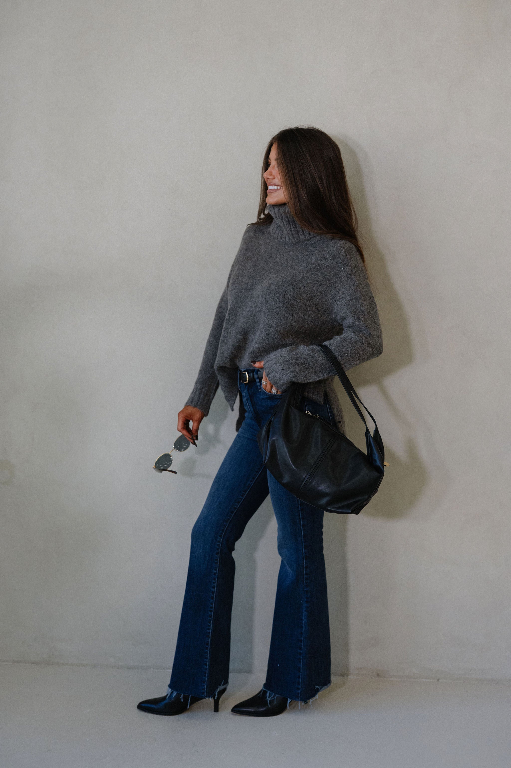 Cozy Classic Turtleneck Sweater-Dark Grey