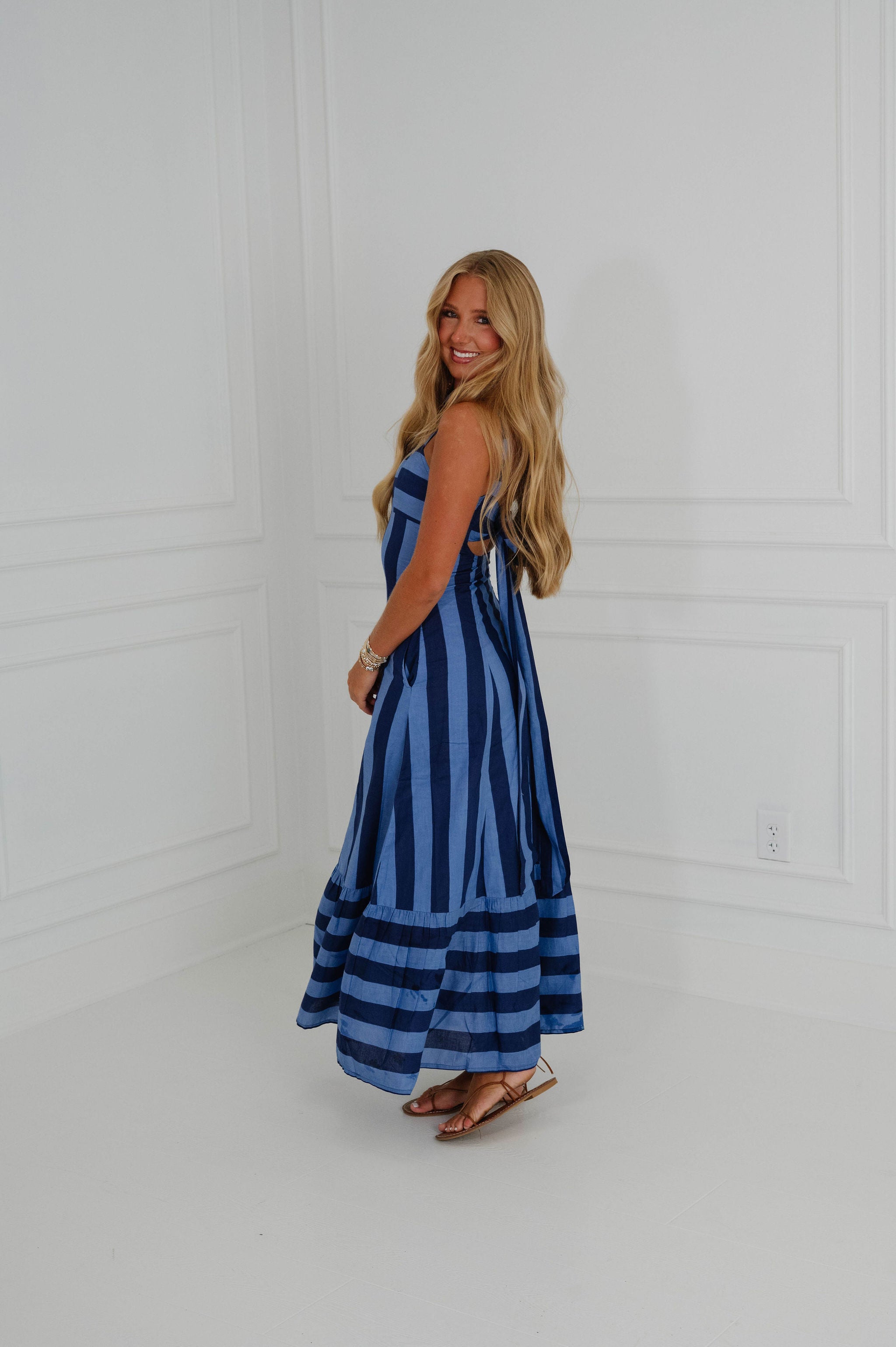 PREORDER//Emerson Stripe Dress-Navy/SHIPPING BY 8/25!