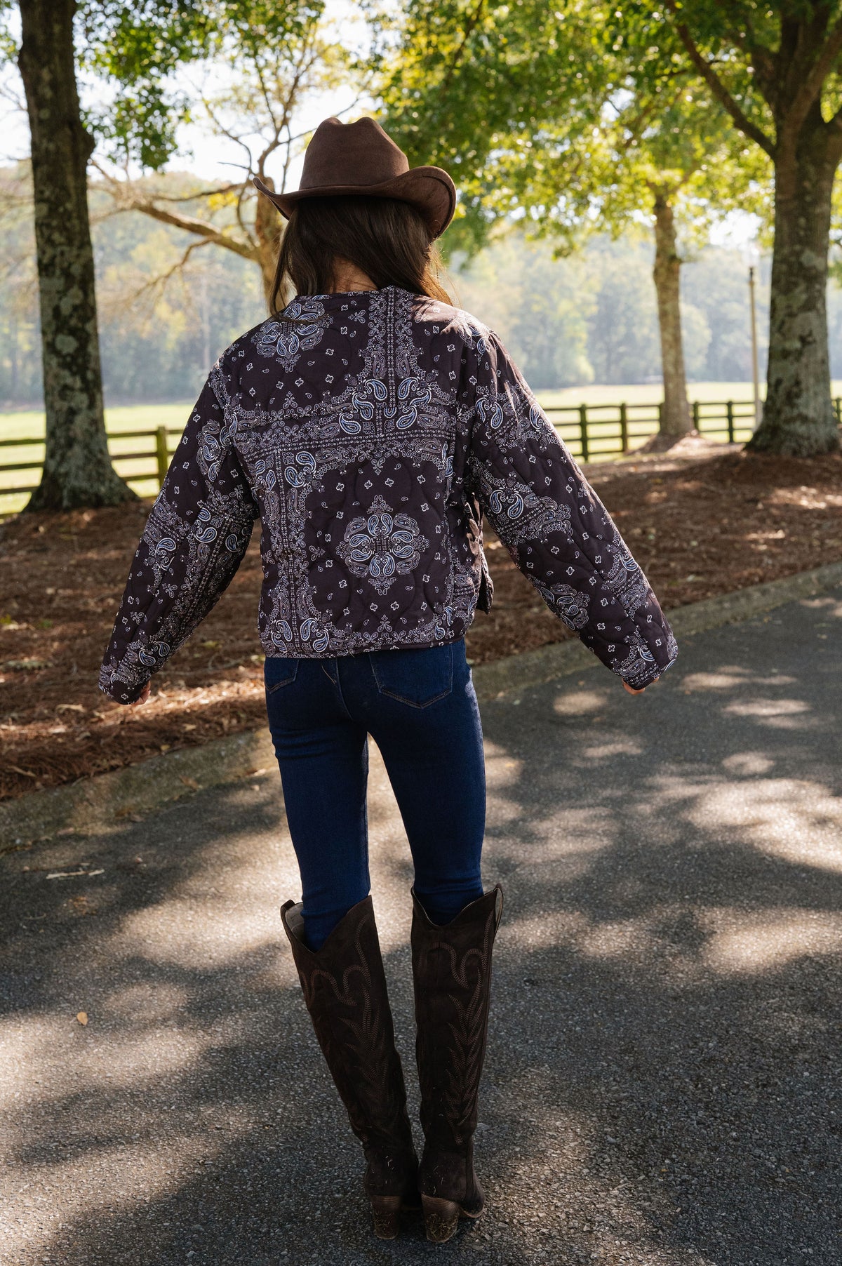 Maeve Paisley Print Jacket-Chocolate