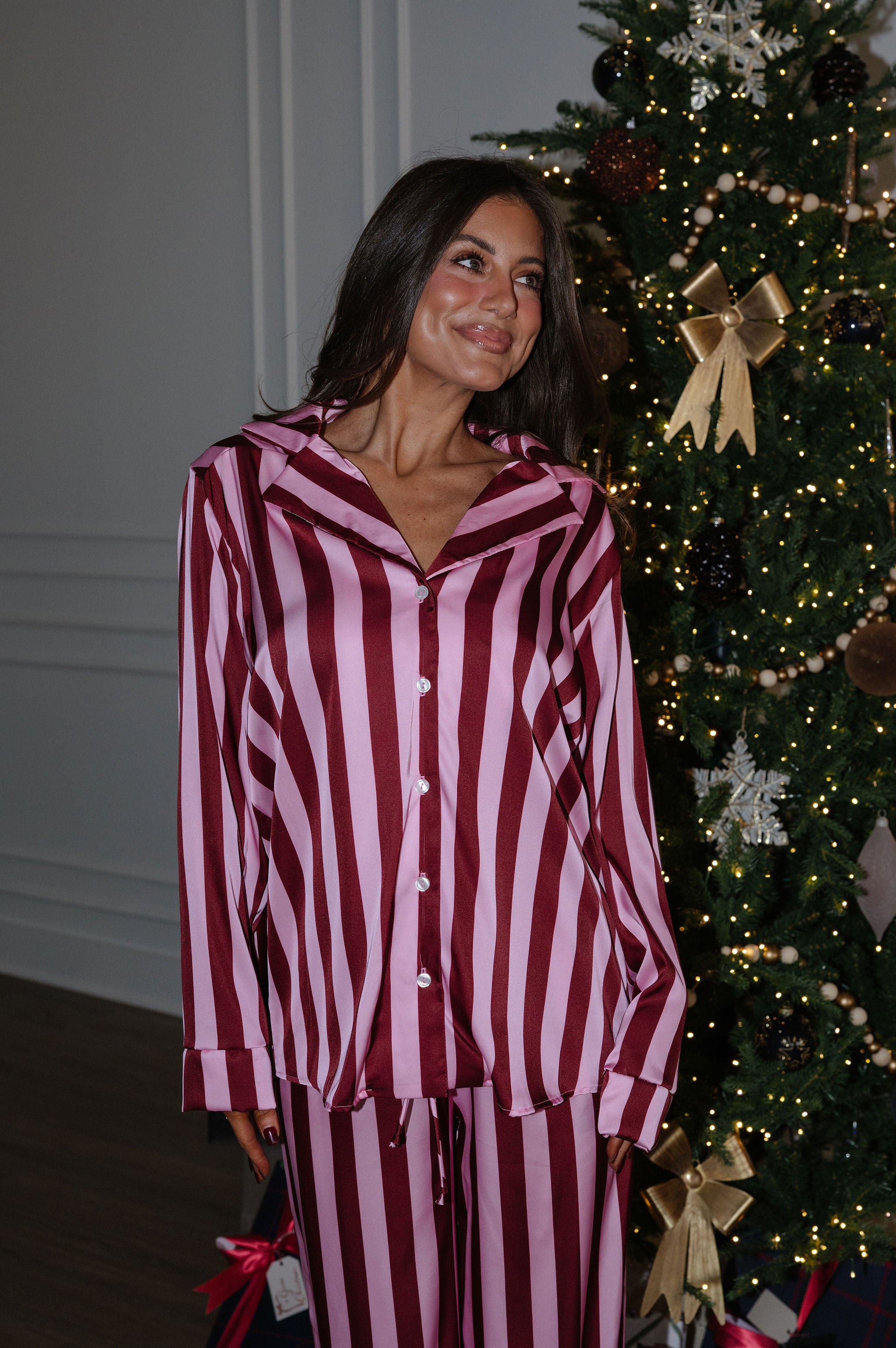 Courtney Pajama Set- Burgundy/Pink