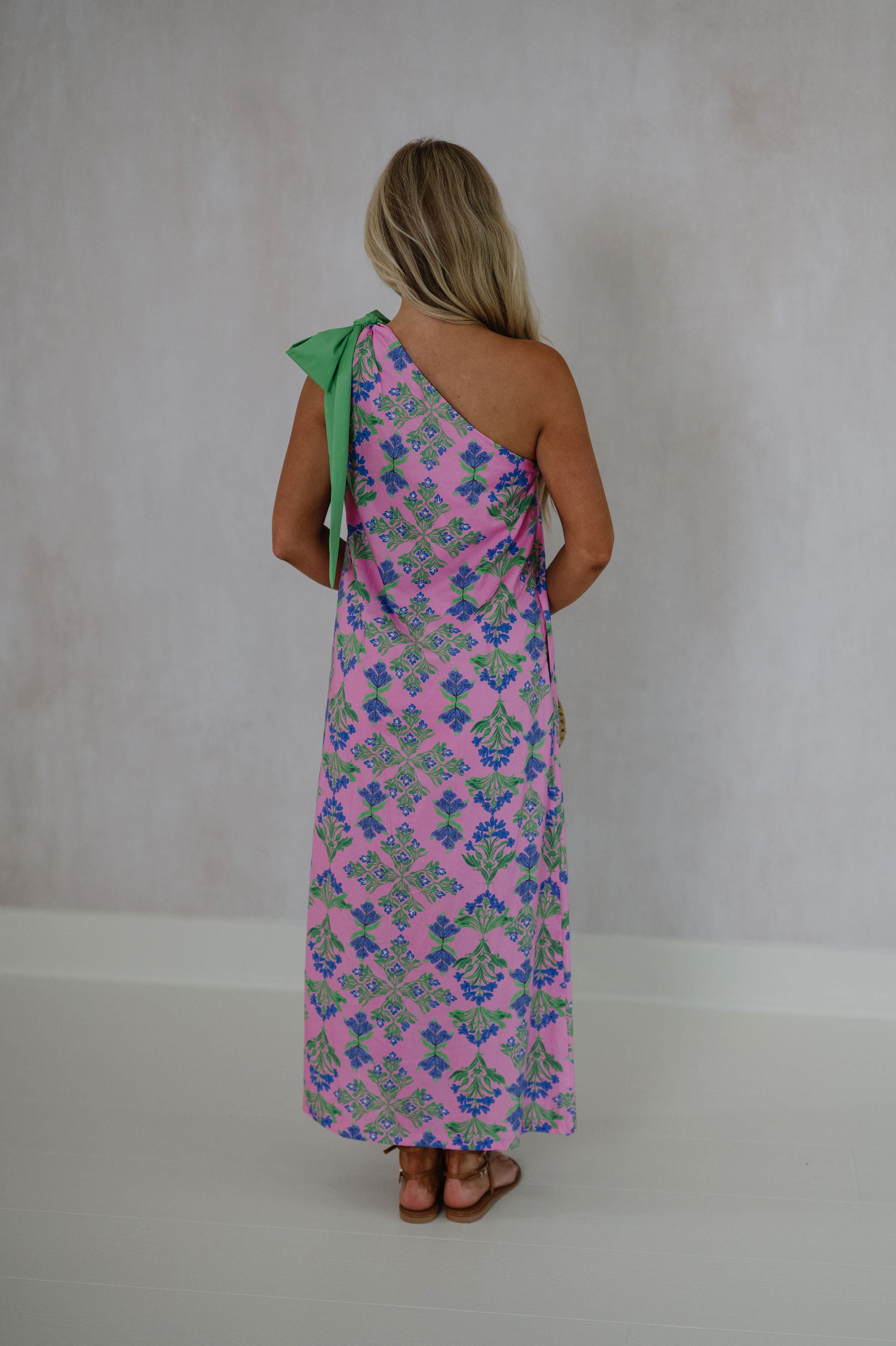 Alexa One Shoulder Maxi Dress-Pink