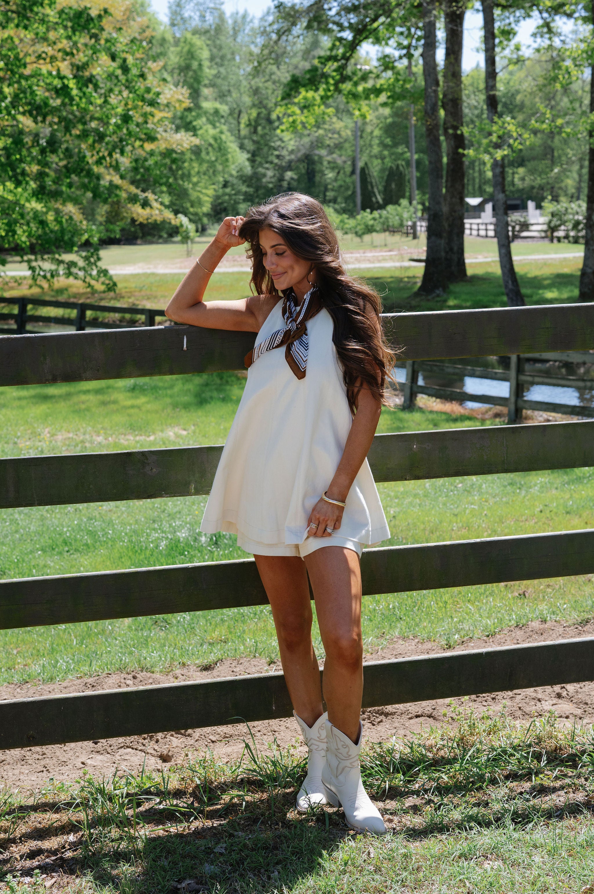 Harper Flared Hem Romper-Ivory