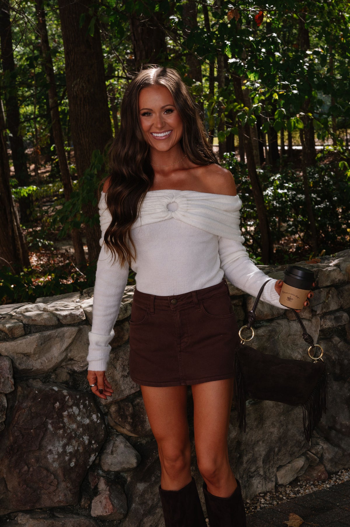 Kelly OTS Cropped Sweater-Cream