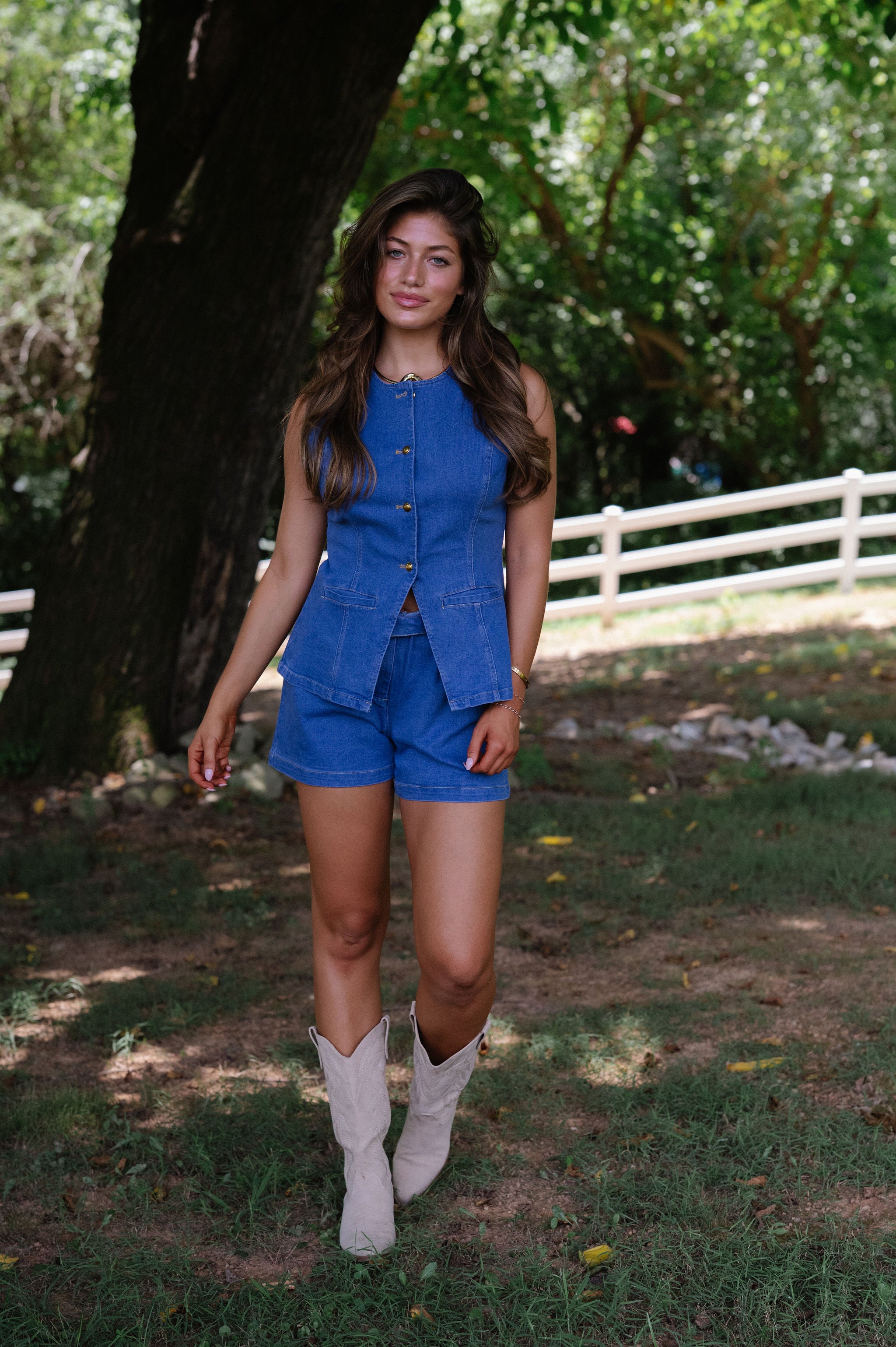 Stratton Denim Shorts Set-Blue