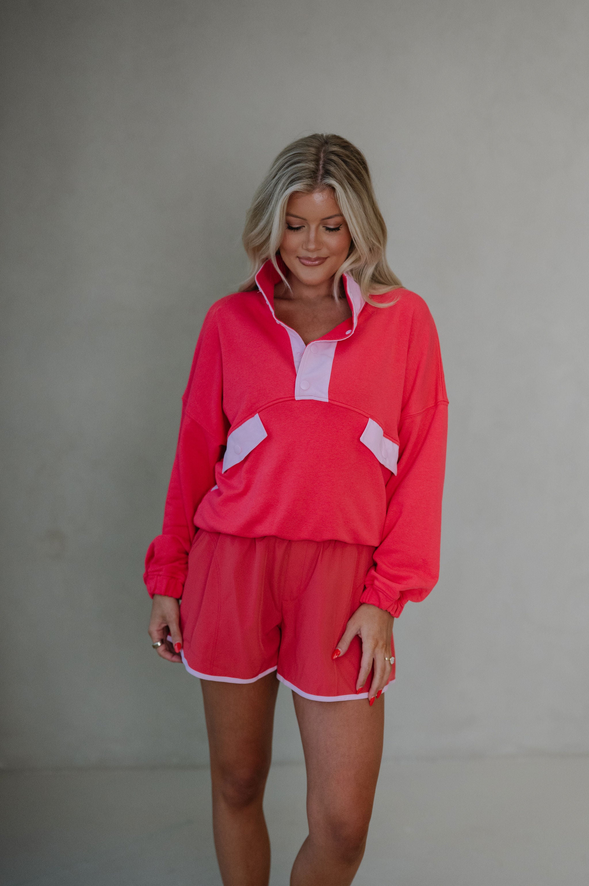 French Terry Playful Set-Candy Red/Pale Pink