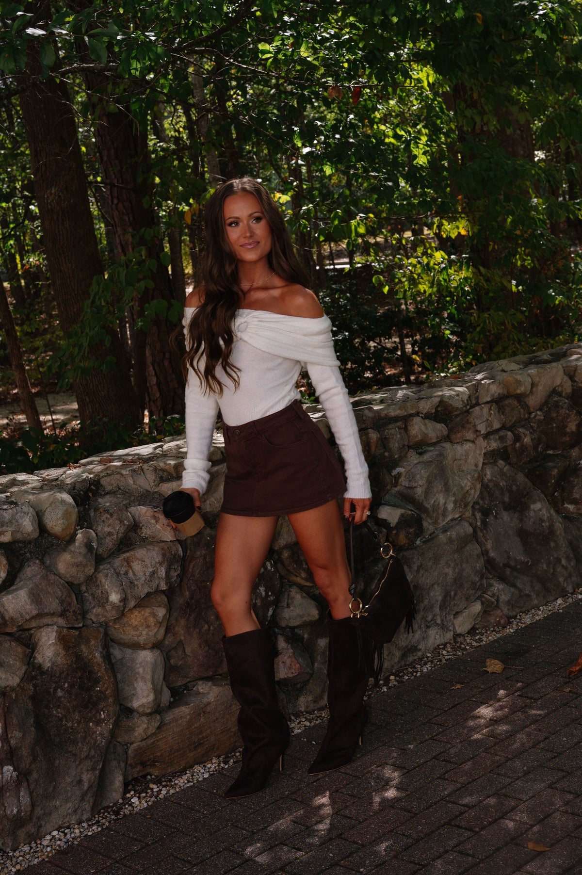 Kelly OTS Cropped Sweater-Cream