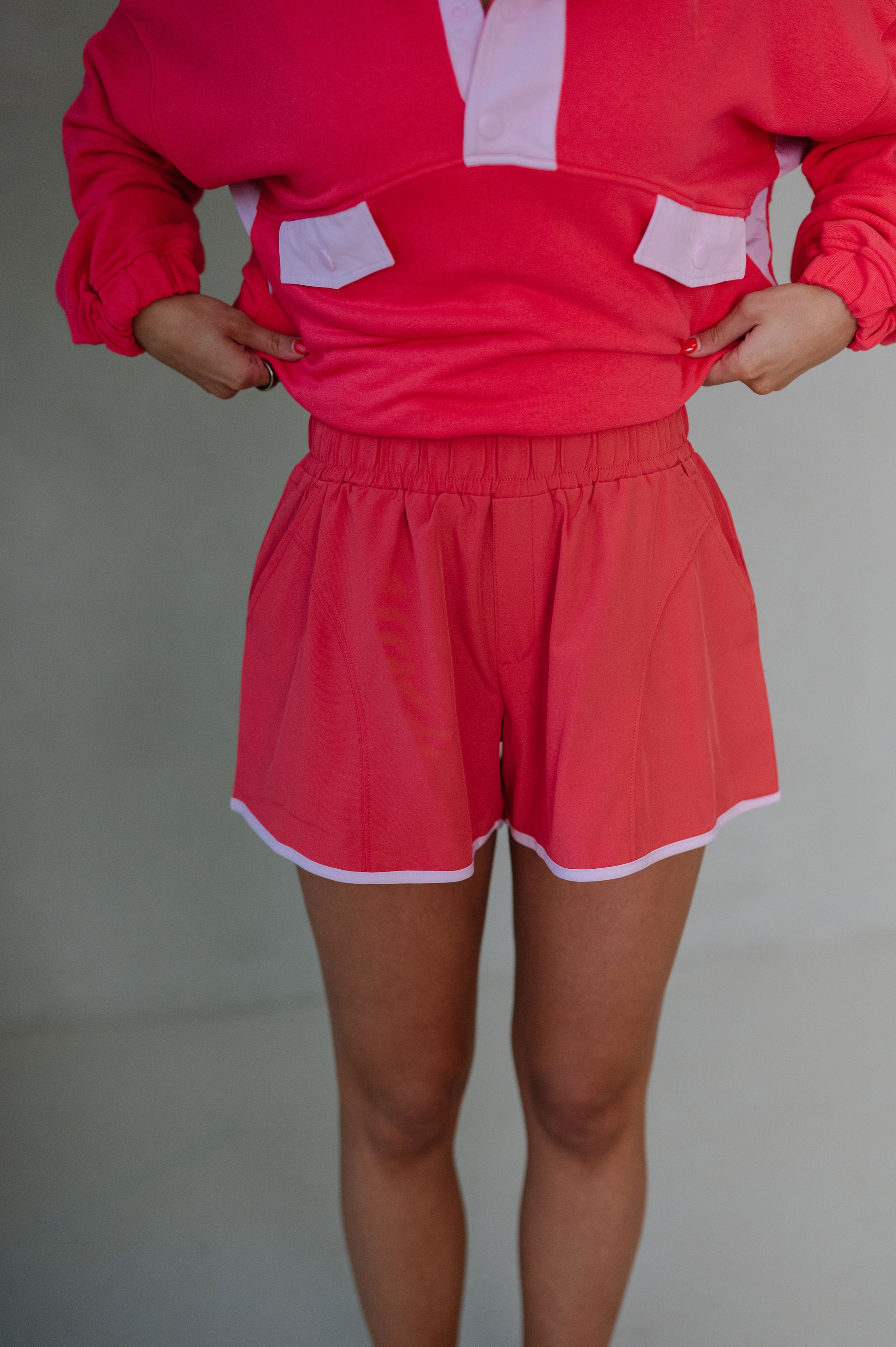 French Terry Playful Set-Candy Red/Pale Pink
