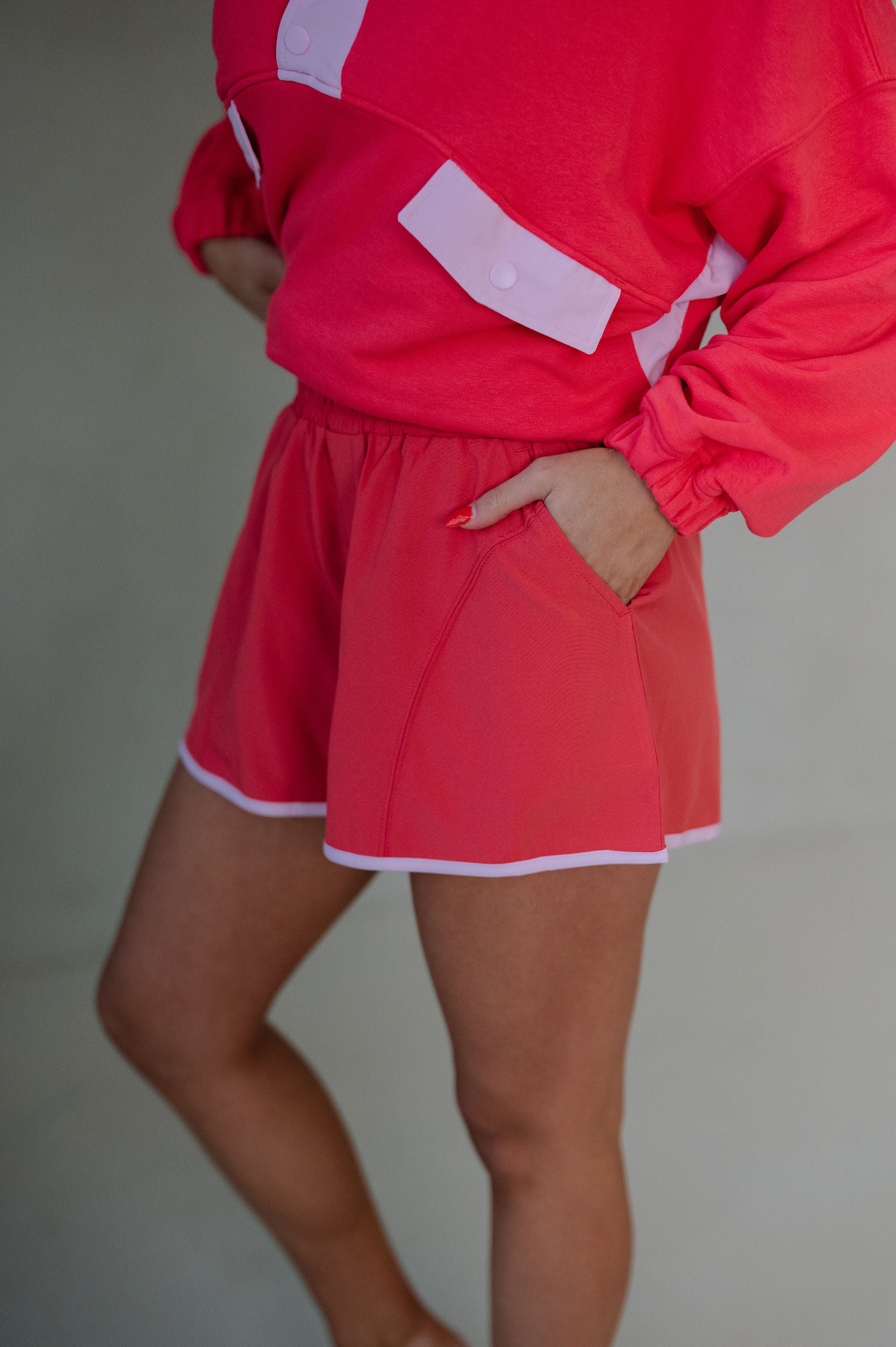 French Terry Playful Set-Candy Red/Pale Pink