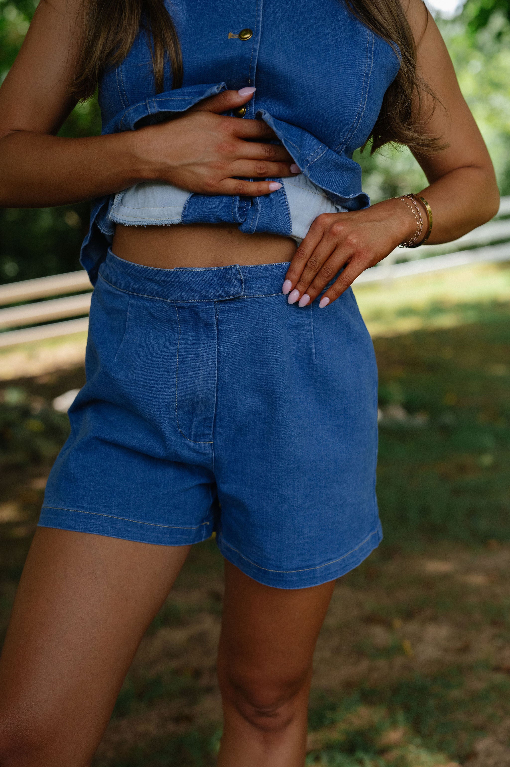 Stratton Denim Shorts Set-Blue