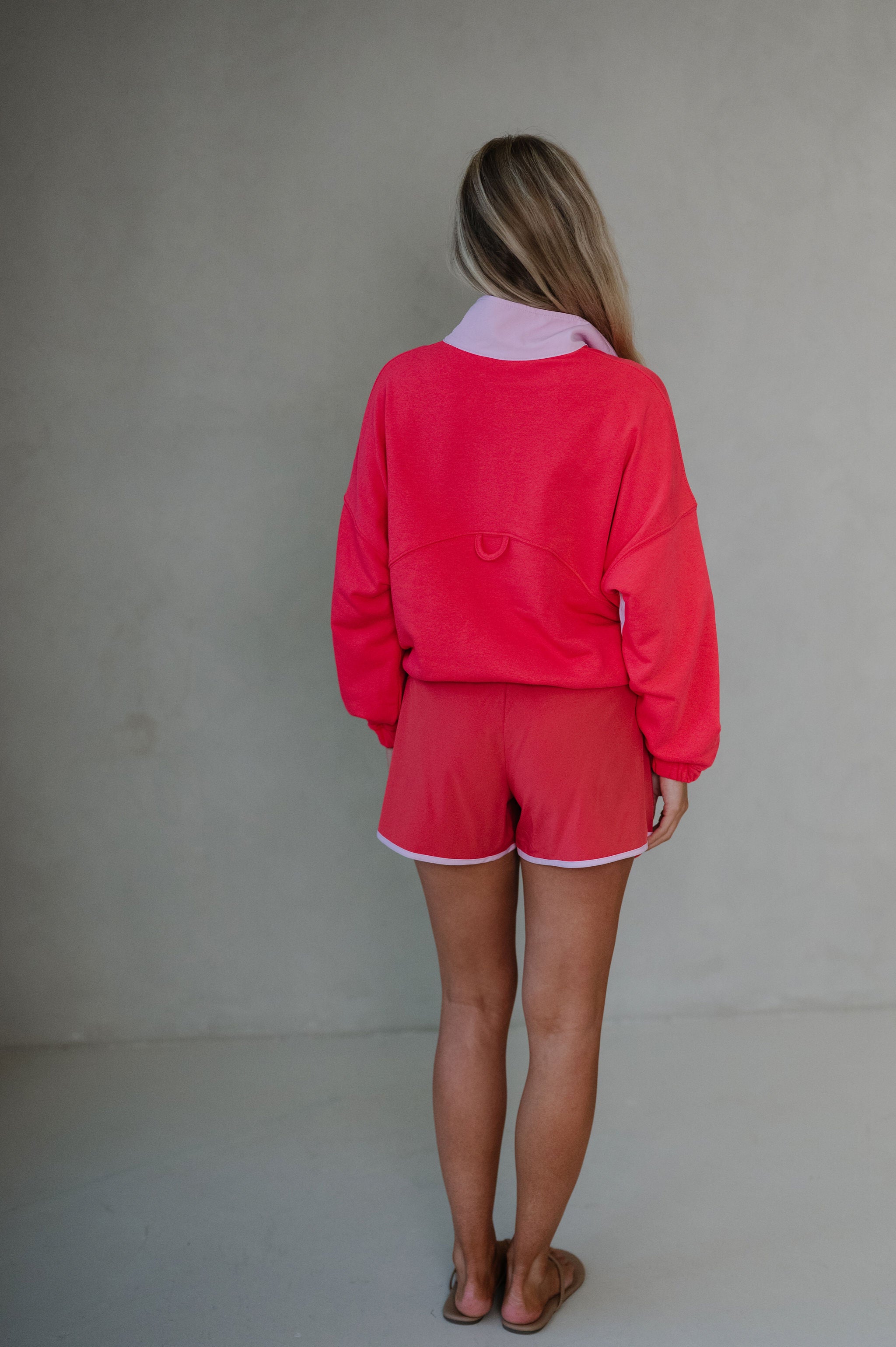 French Terry Playful Set-Candy Red/Pale Pink