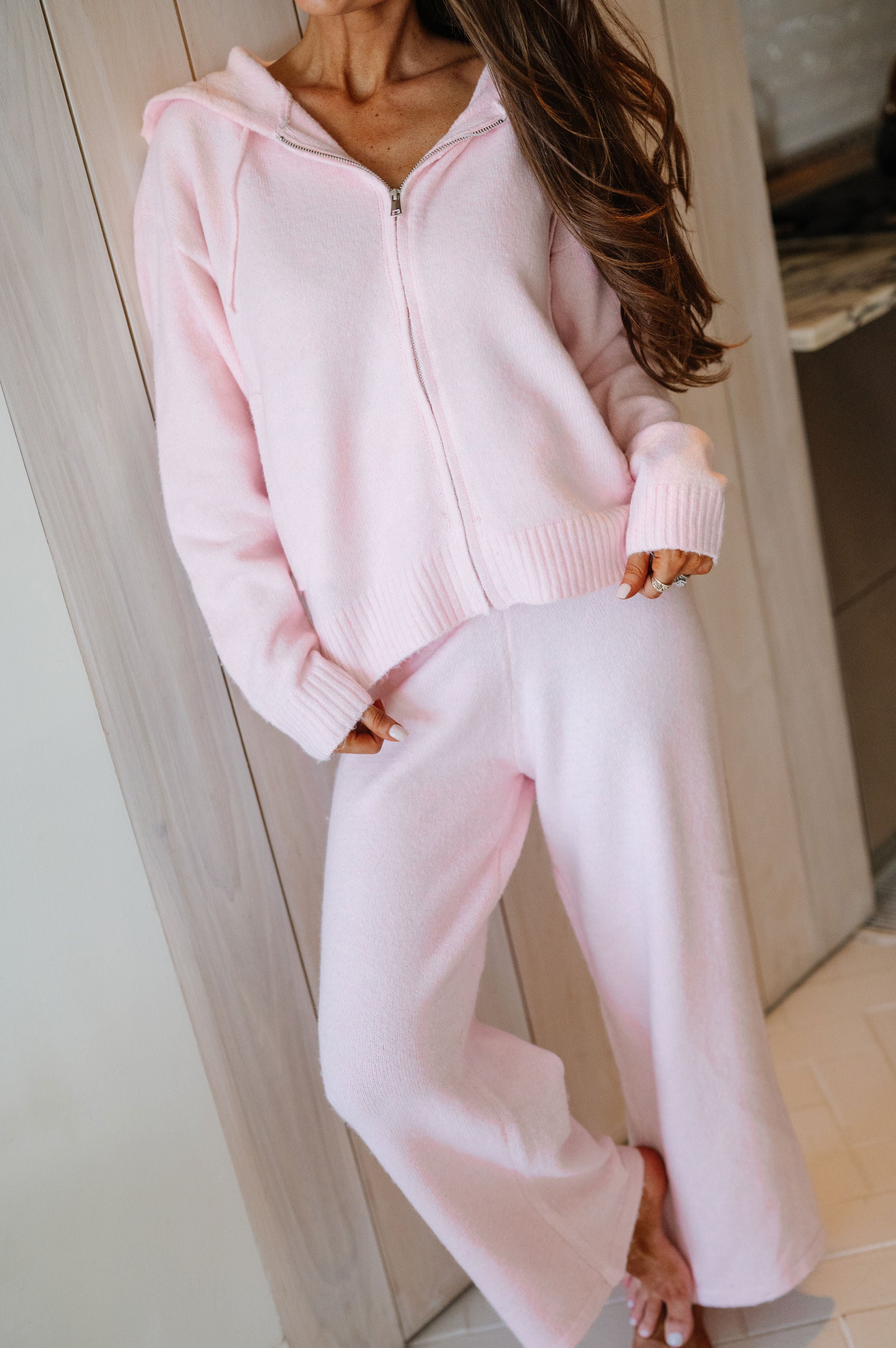 Julia Sweater Knit Set-Peachy Pink