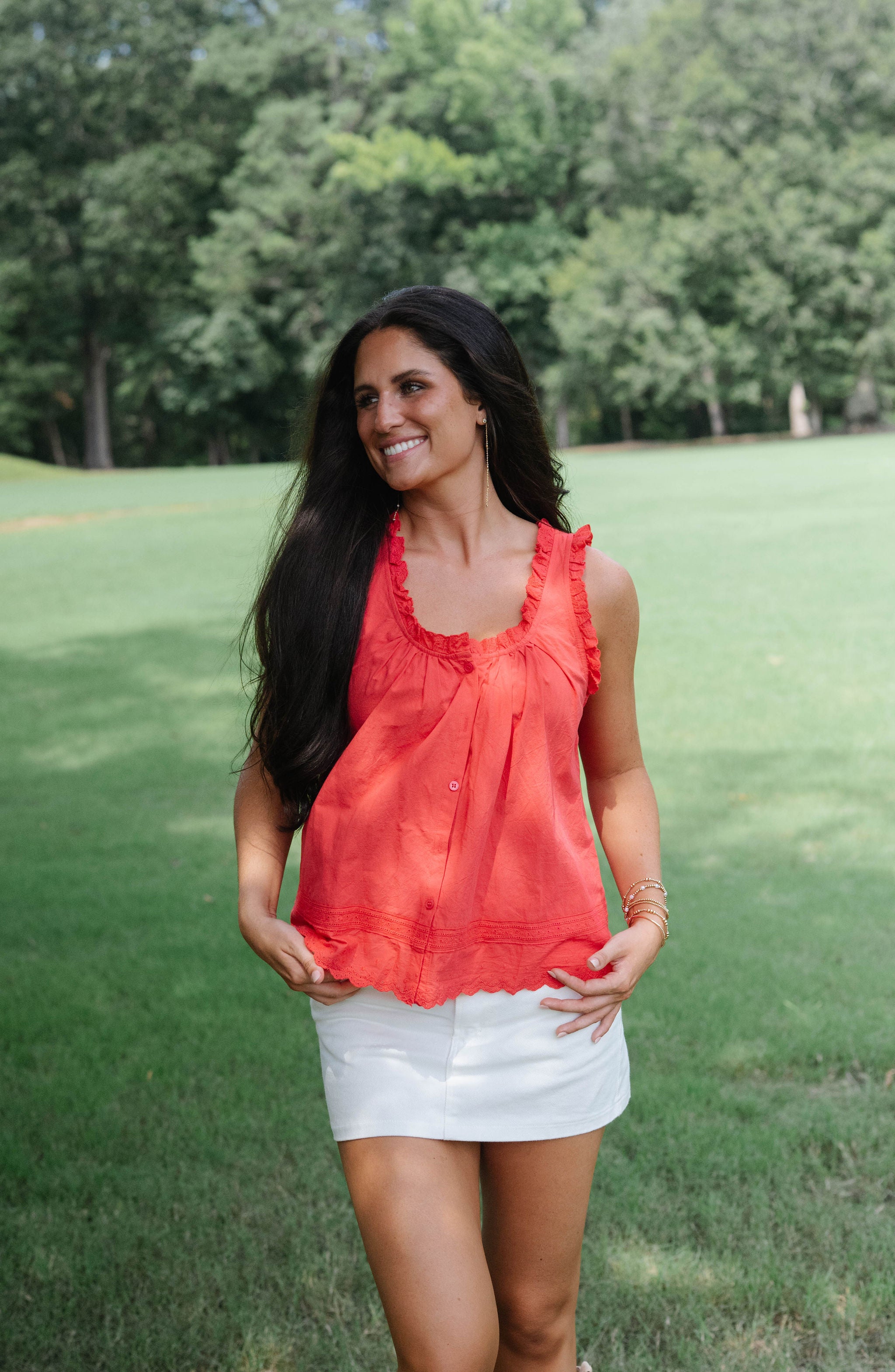 Carrolyn Ruffled Top-Red