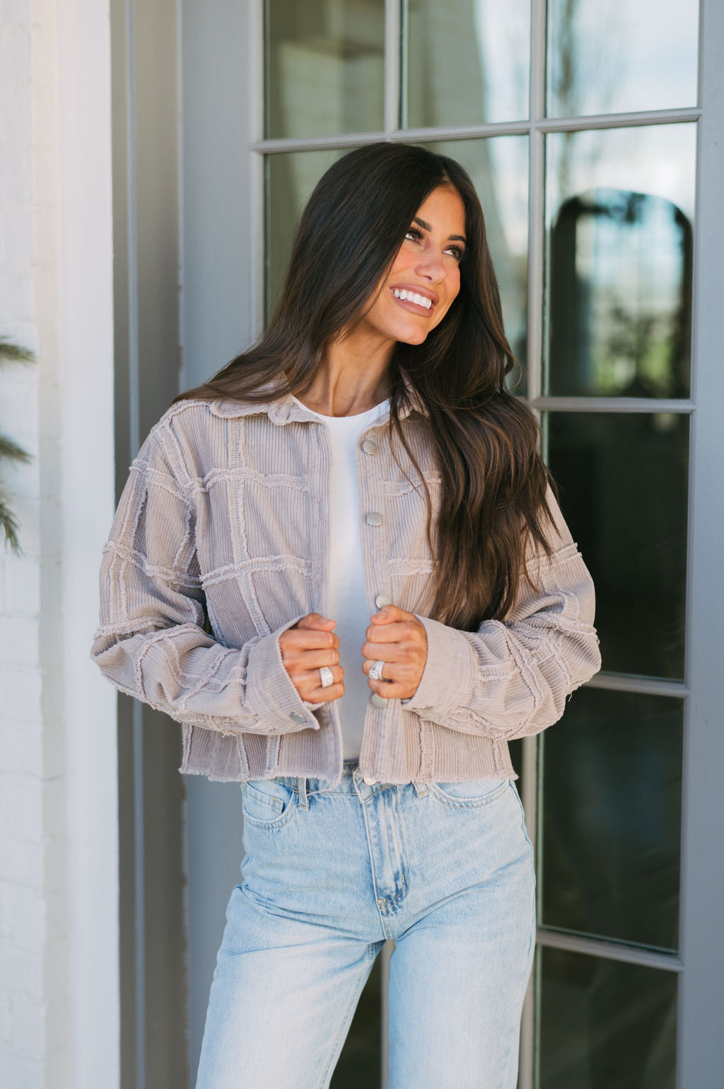 Corduroy Patchwork Jacket- Taupe