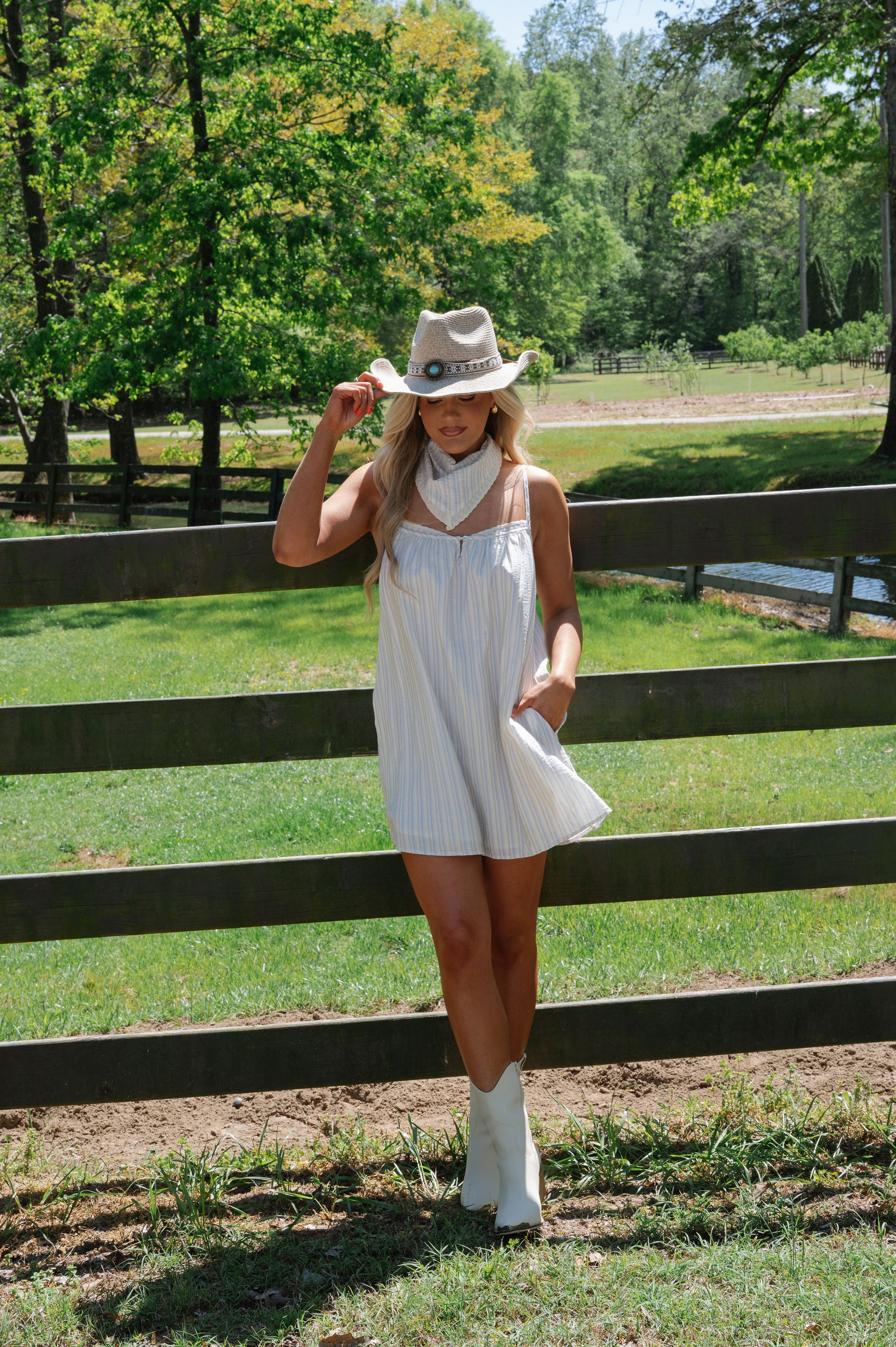 Georgia Striped Mini Dress-Blue