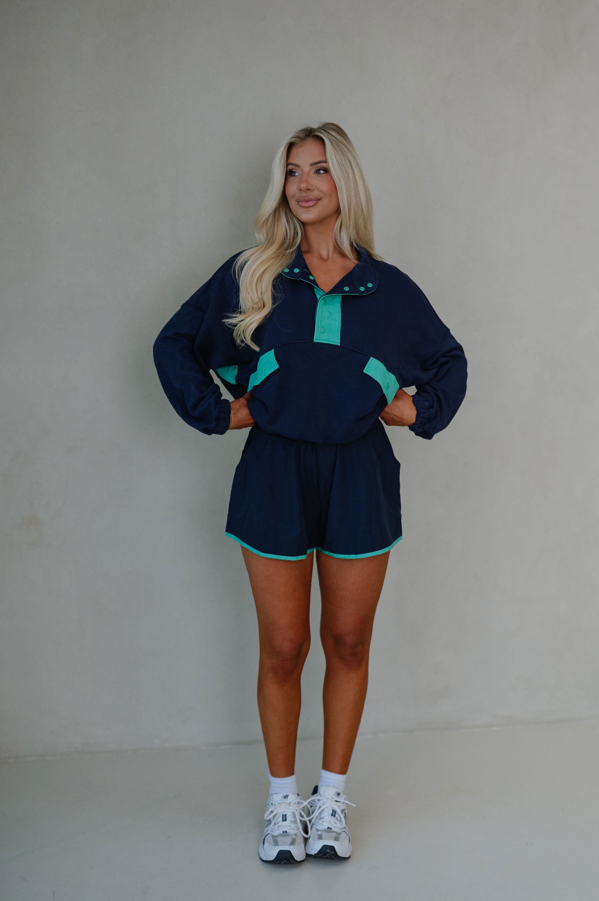French Terry Playful Set-Navy/Green