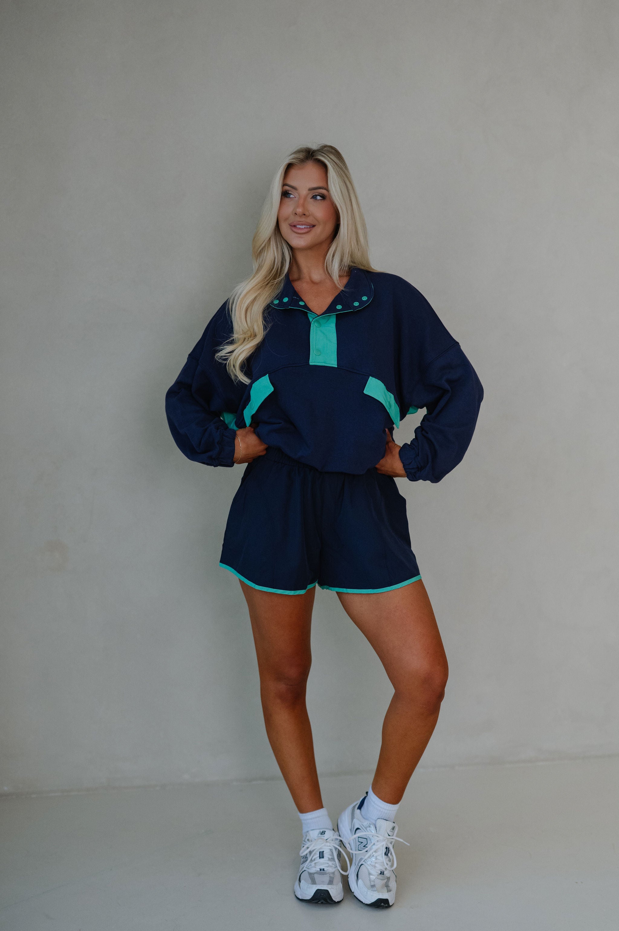 French Terry Playful Set-Navy/Green