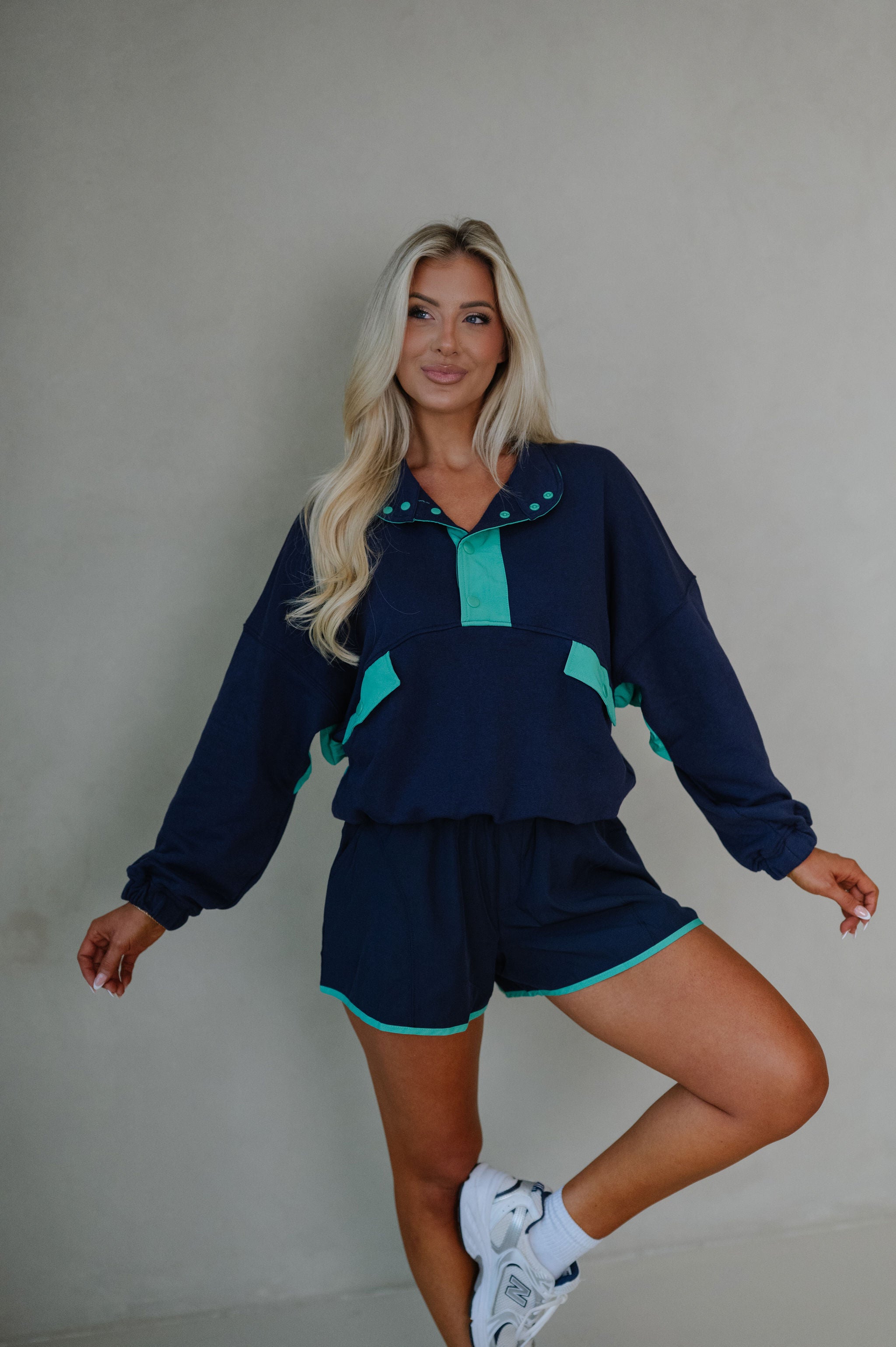French Terry Playful Set-Navy/Green