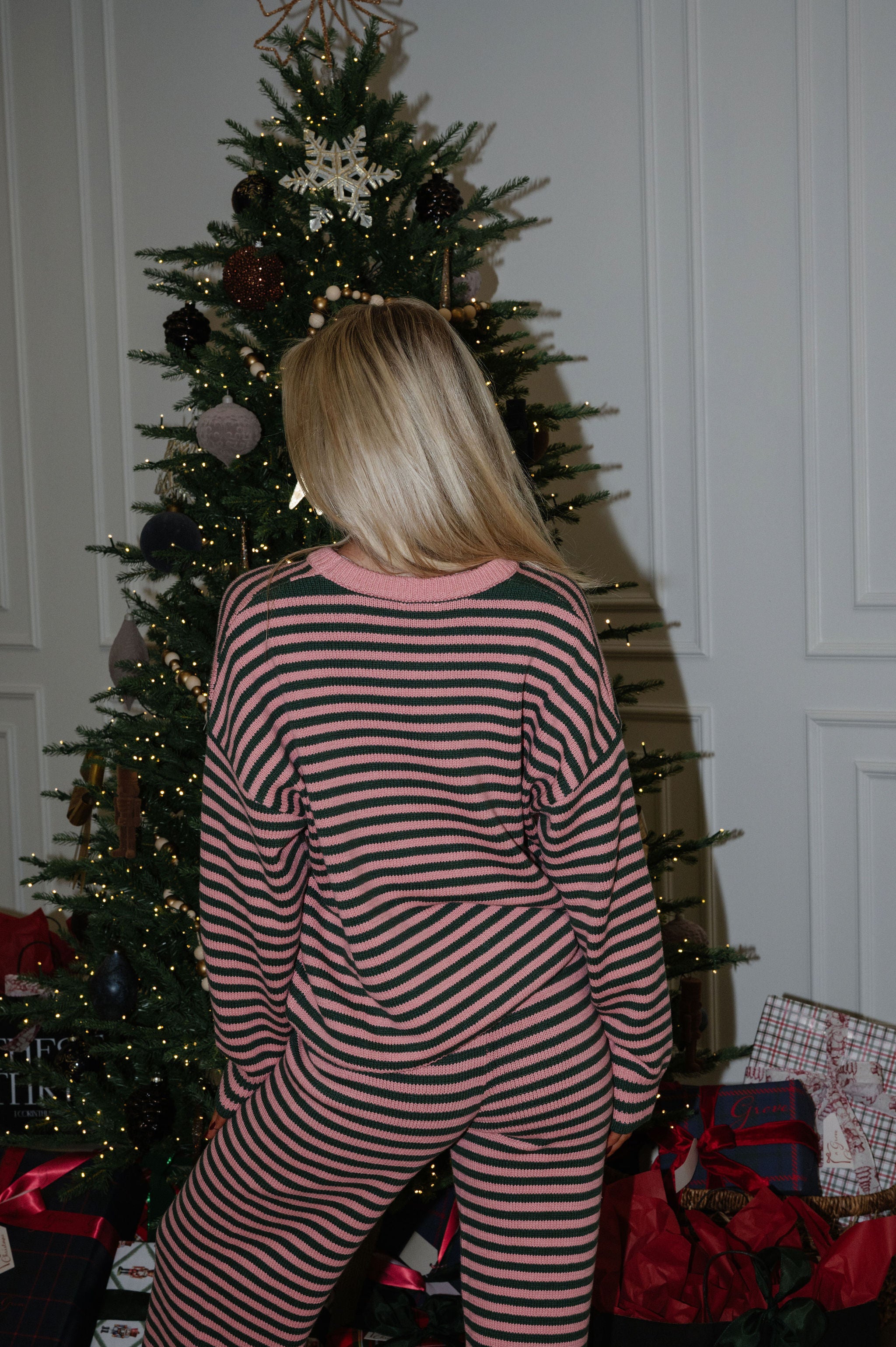 Henderson Striped Pants Set-Green/Pink