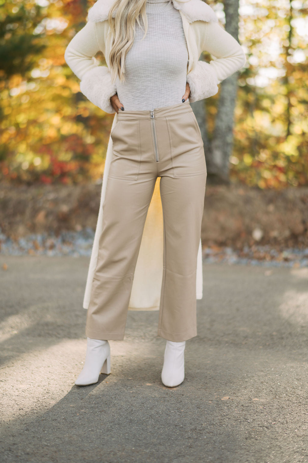 Hudson Leather Pants- Khaki