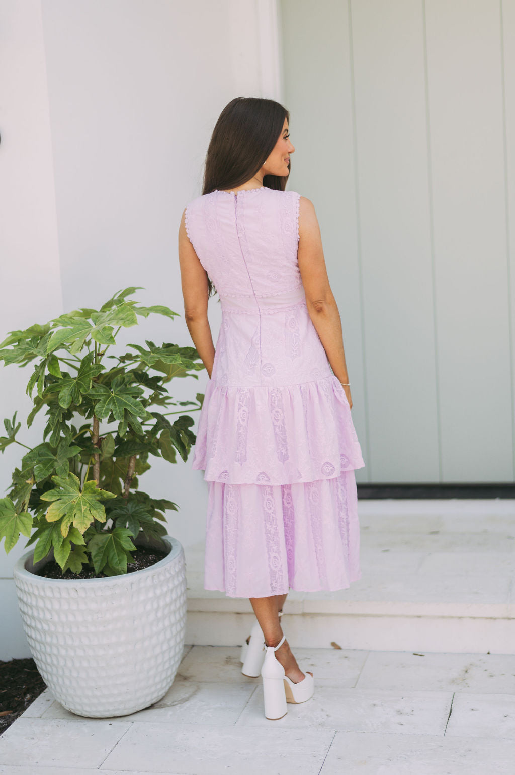 Nora Tiered Sleeveless Dress- Lavender