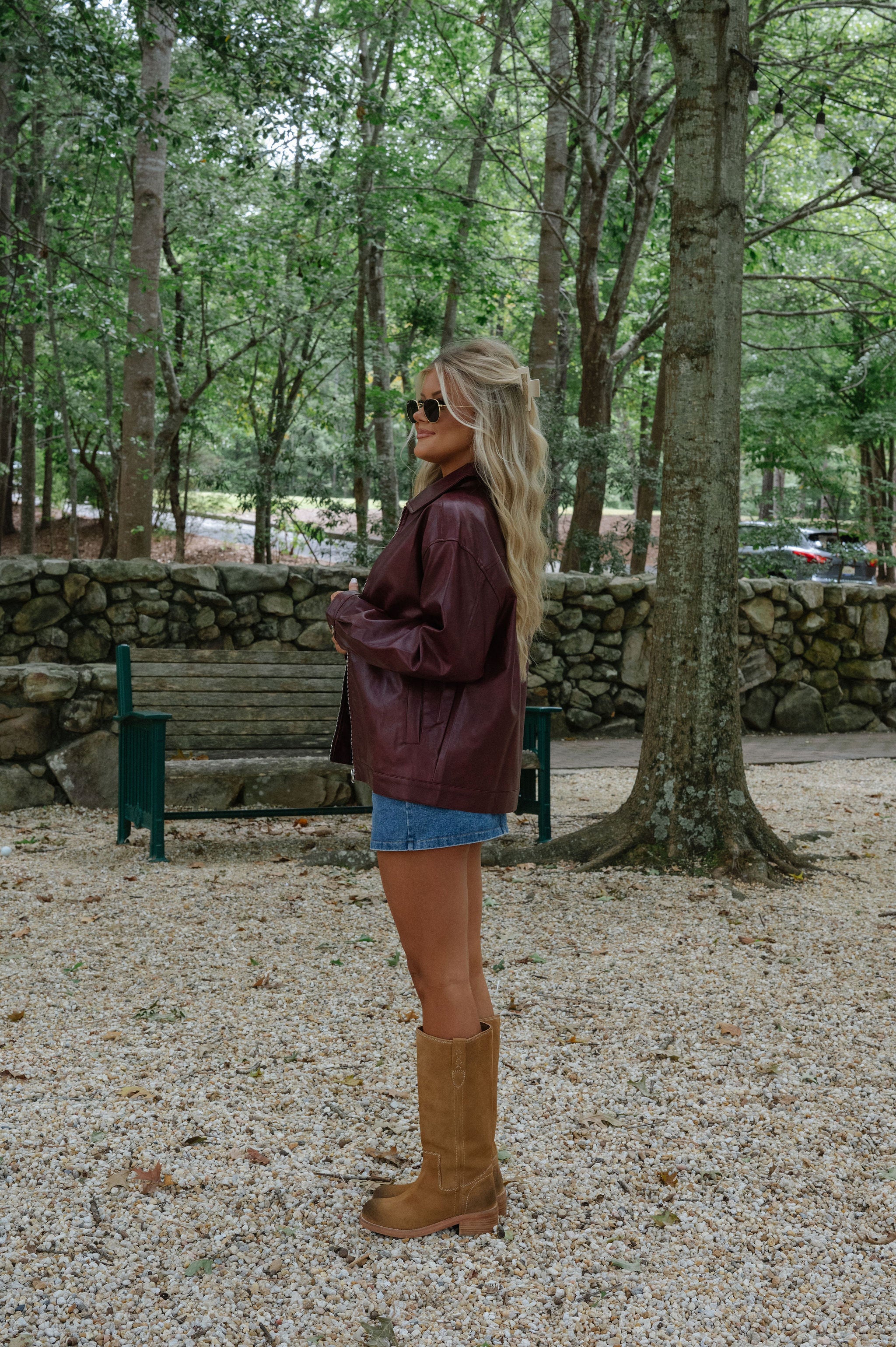 Marleigh Faux Leather Jacket-Cherry