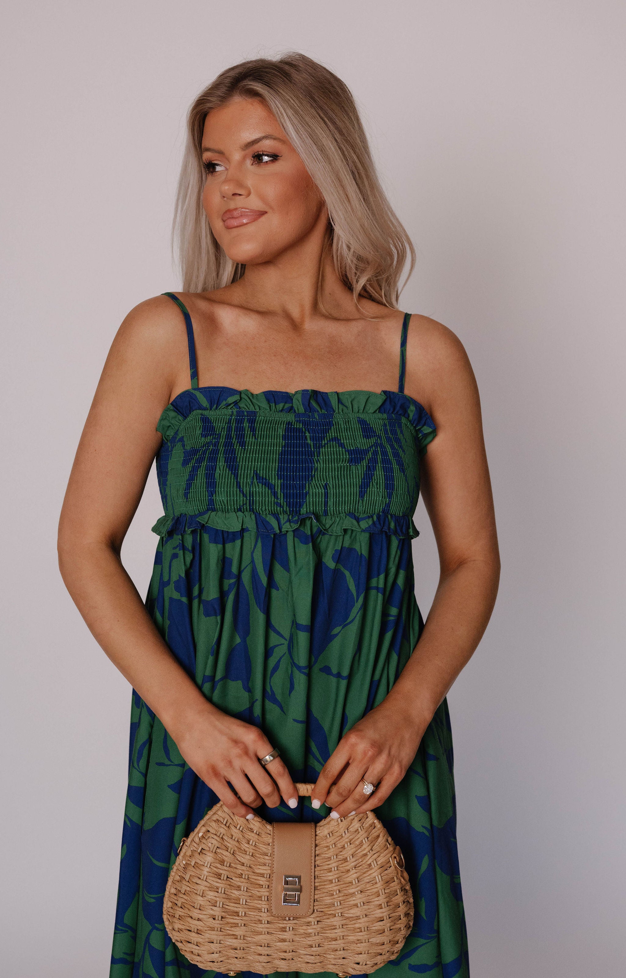 Coraline Floral Maxi Dress-Green/Blue