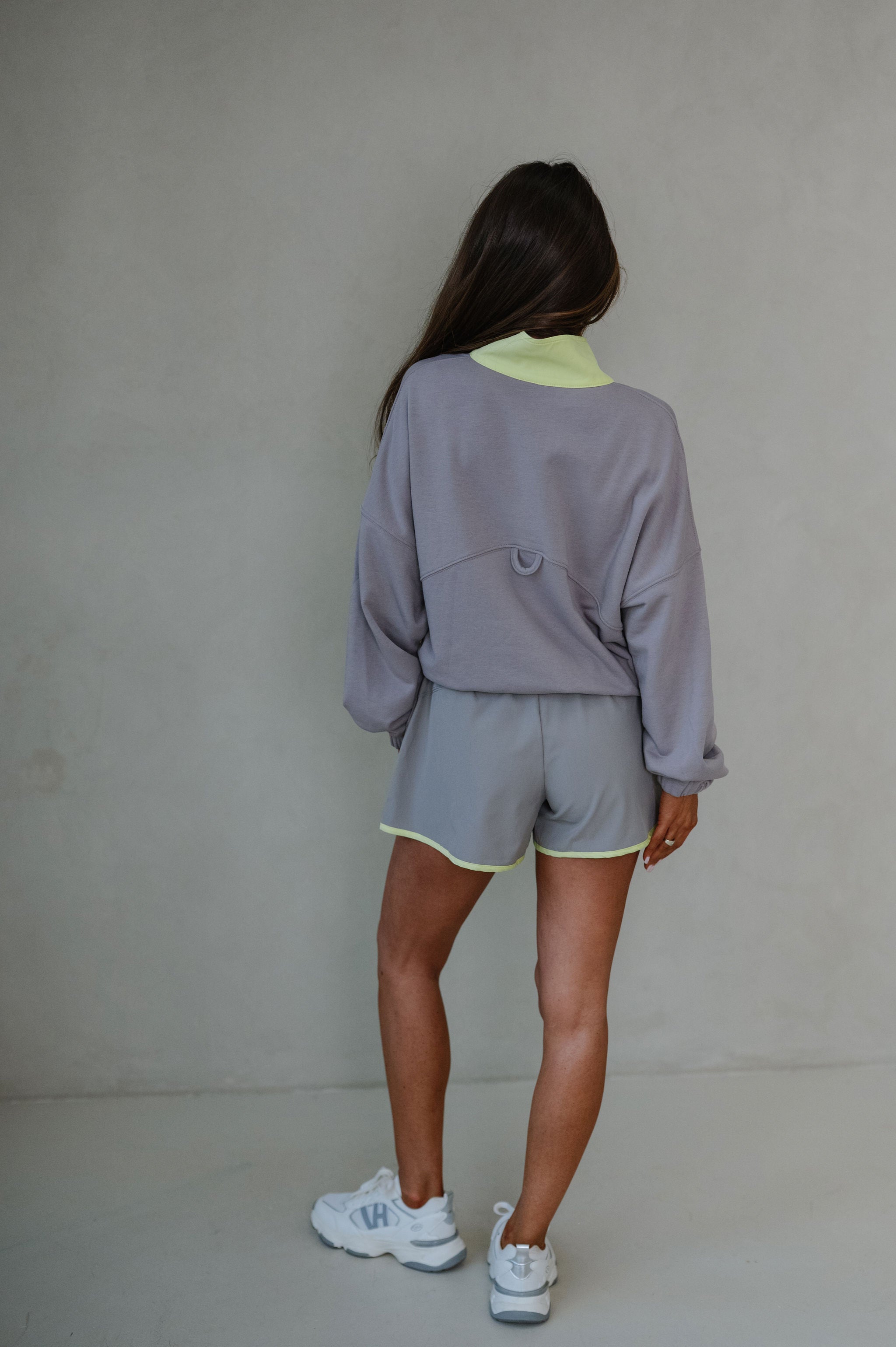 French Terry Playful Set-Stone Taupe/Lime