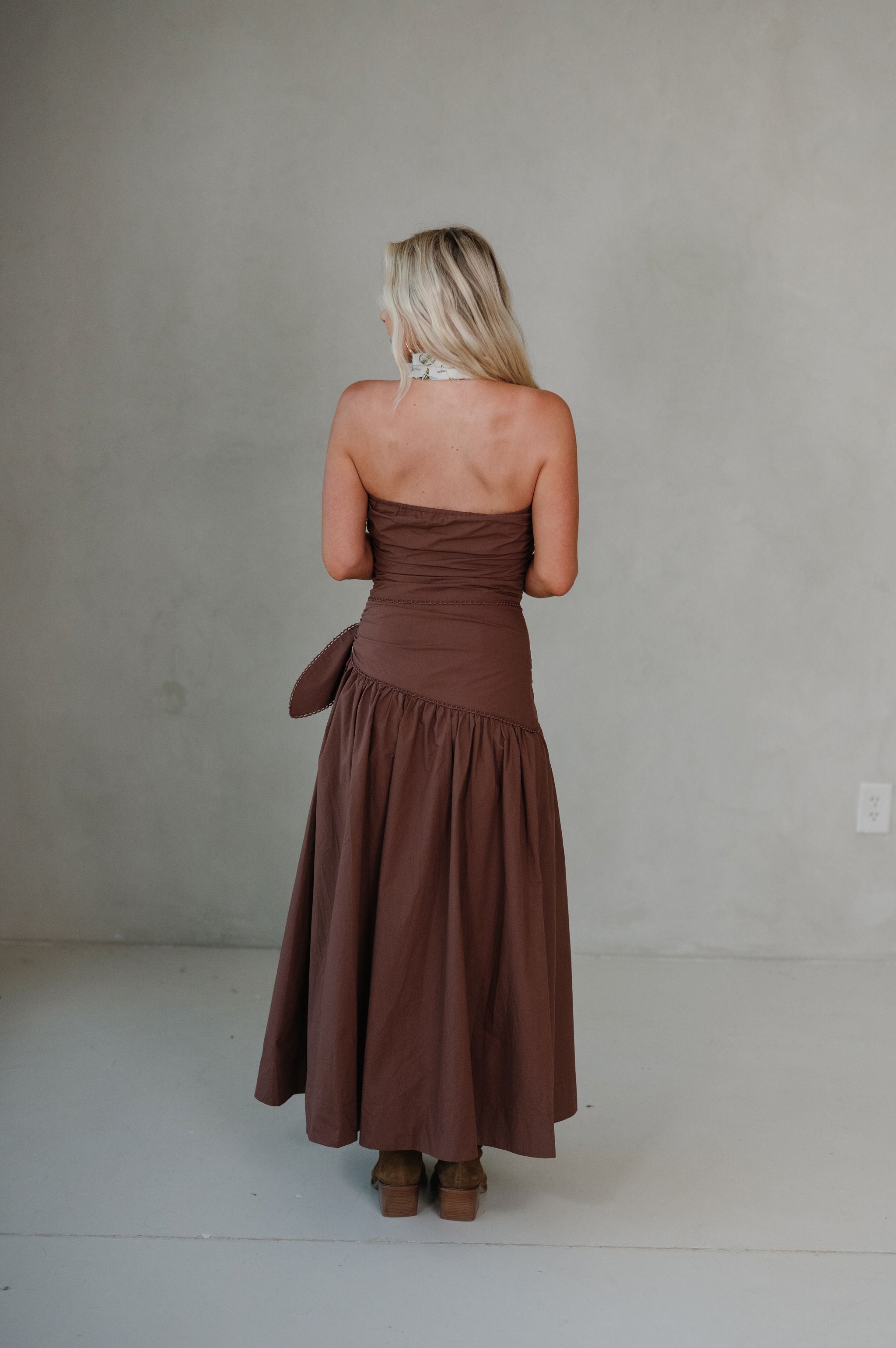 Daley Strapless Maxi Dress-Brown