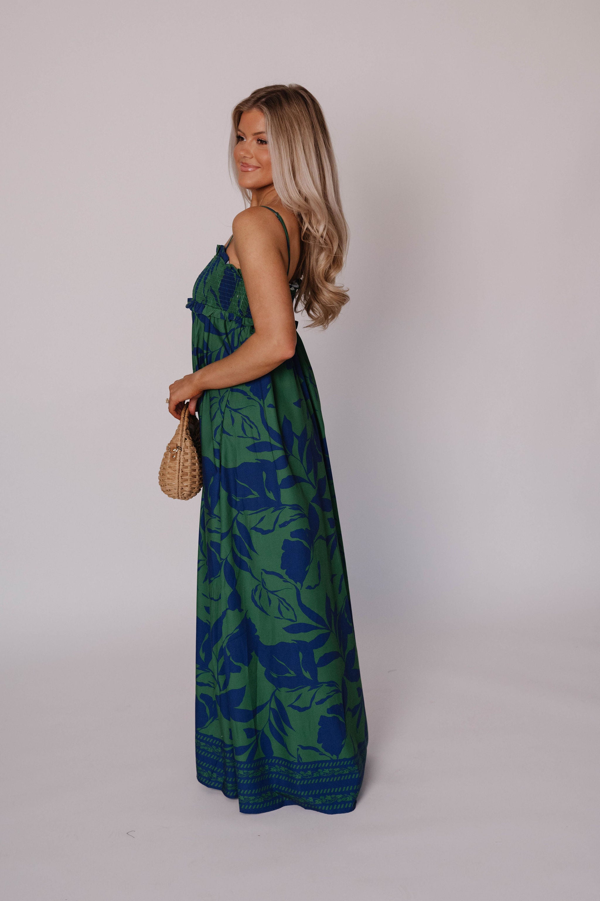 Coraline Floral Maxi Dress-Green/Blue